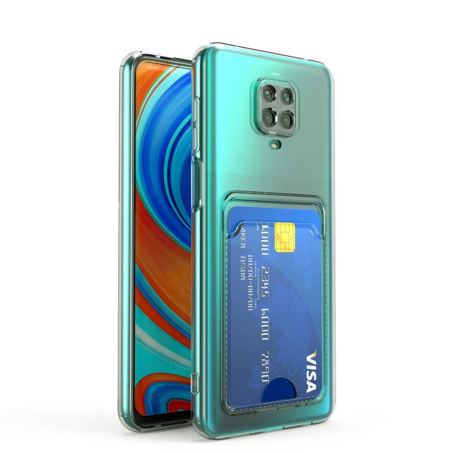 Xiaomi Redmi Note 9 Pro Kılıf Kartlıklı Şeffaf Zore Setra Clear Silikon Kılıf