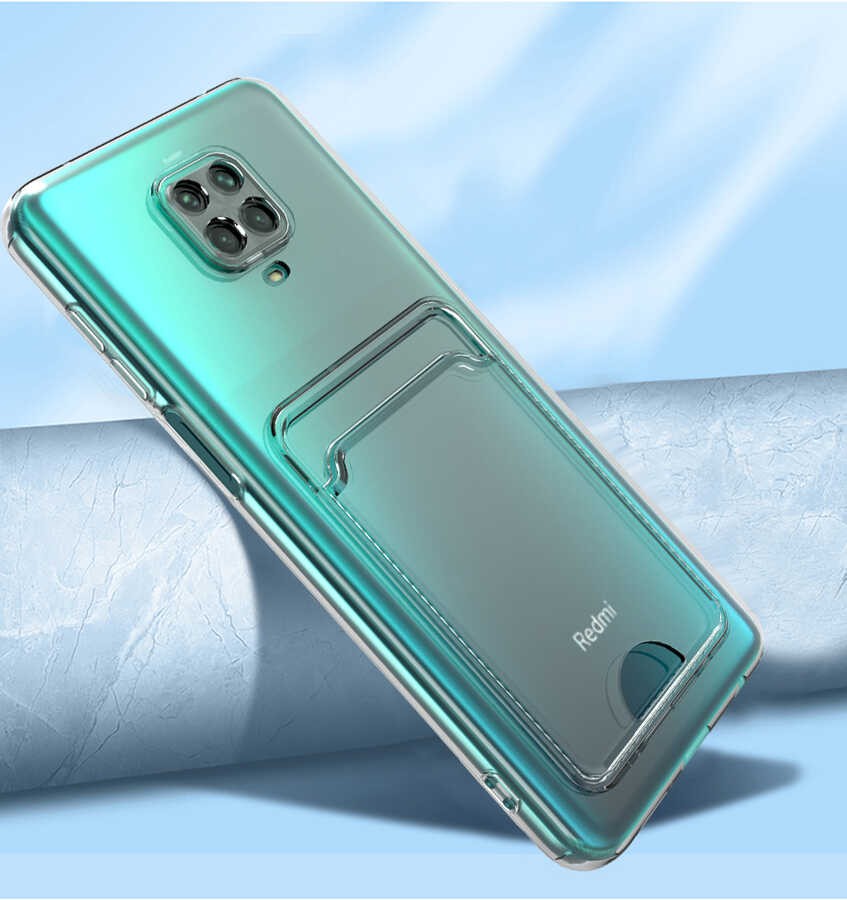 Xiaomi Redmi Note 9 Pro Kılıf Kartlıklı Şeffaf Zore Setra Clear Silikon Kılıf