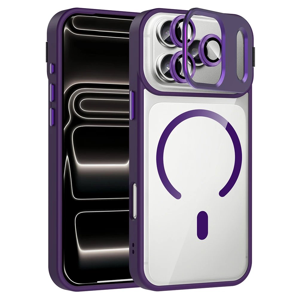 Apple iPhone 17 Pro Max Kılıf Standlı ve Kamera Lens Hediyeli M-Safe Şarj Özellikli Zore Etro Kapak