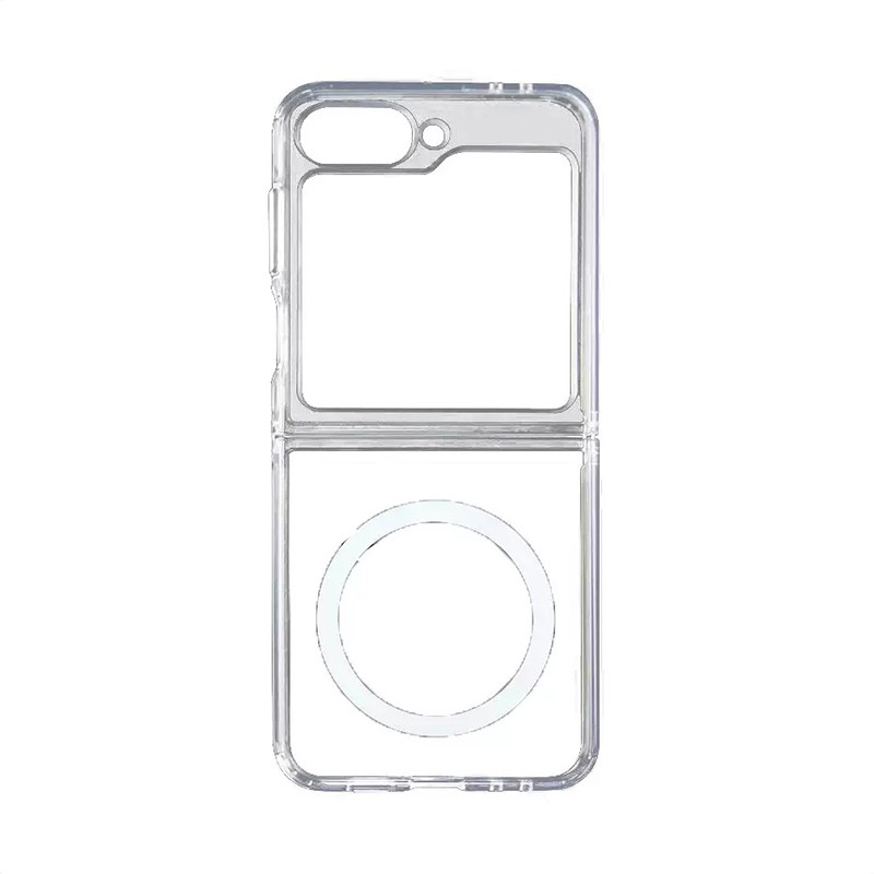 Galaxy Z Flip 7 Kılıf M-safe Şarj Özellikli Şeffaf Sert PC Zore Embos Kapak