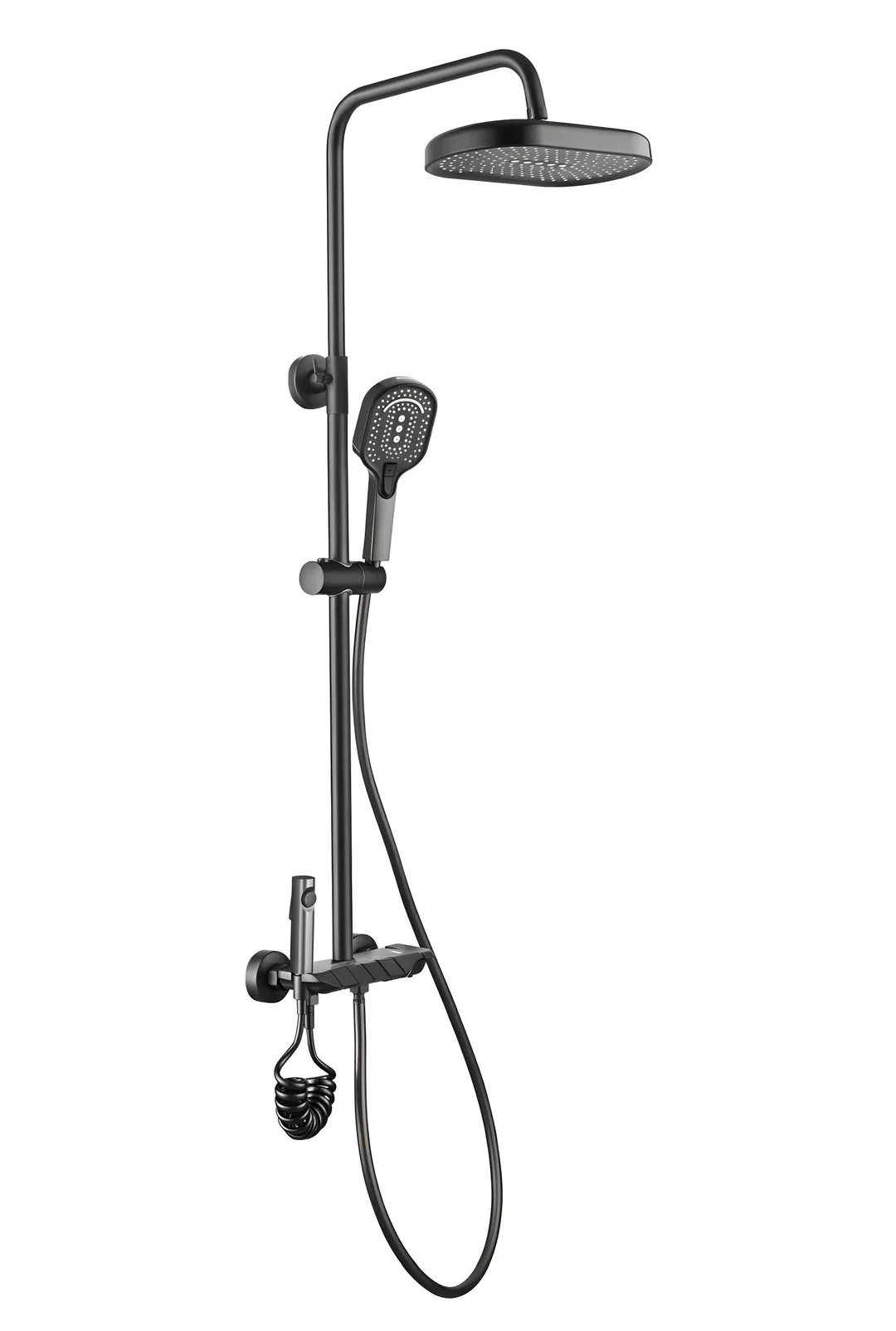 Üpm Piyano Kendinden Termostatik Bataryalı Tuşlu Robot Duş Seti ve Batarya Takım Füme