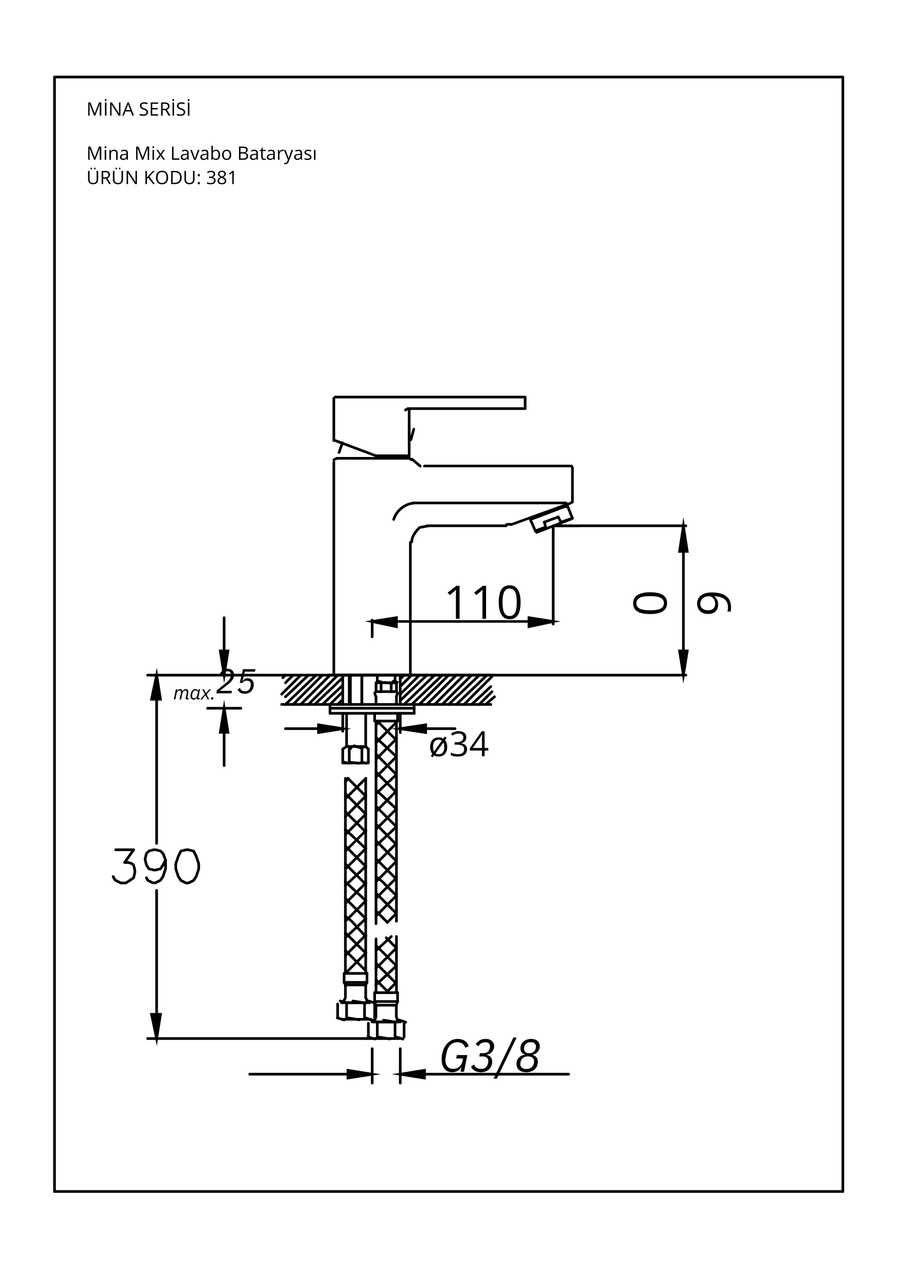 Bms Mina Mix Lavabo Bataryası Tek Gövde Krom Kod 381