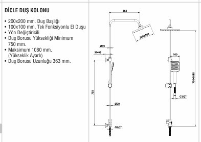 Ar Yak Dicle Kolonlu Robot Duş Seti 102158045