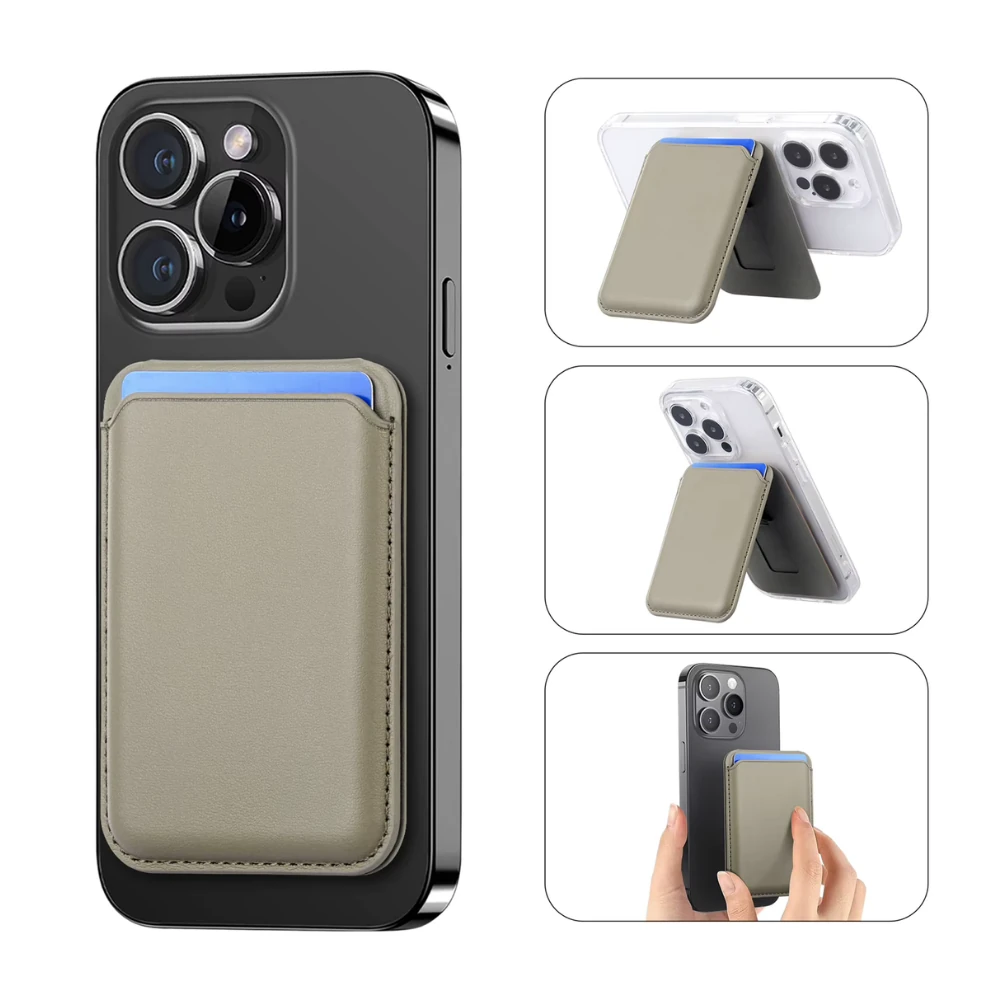 Stantlı Slim MagsWally MagSafe Uyumlu Kartlık - Gri