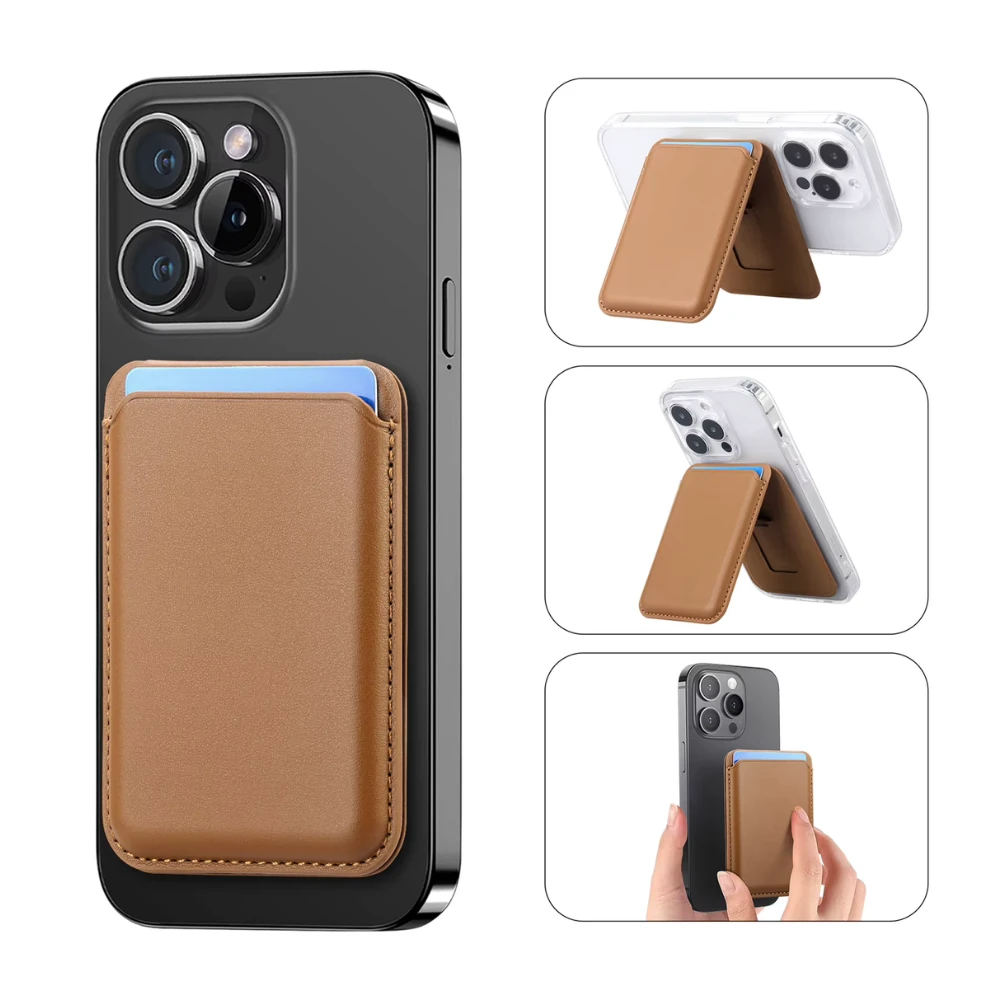 Stantlı Slim MagsWally MagSafe Uyumlu Kartlık - Kahverengi