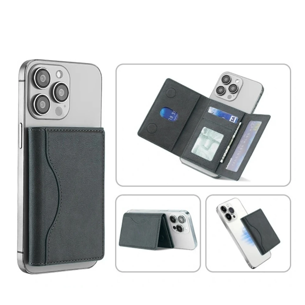 MagsWally Cüzdan - 6 Kart Kapasiteli Stant Özellikli MagSafe Cüzdan - Siyah