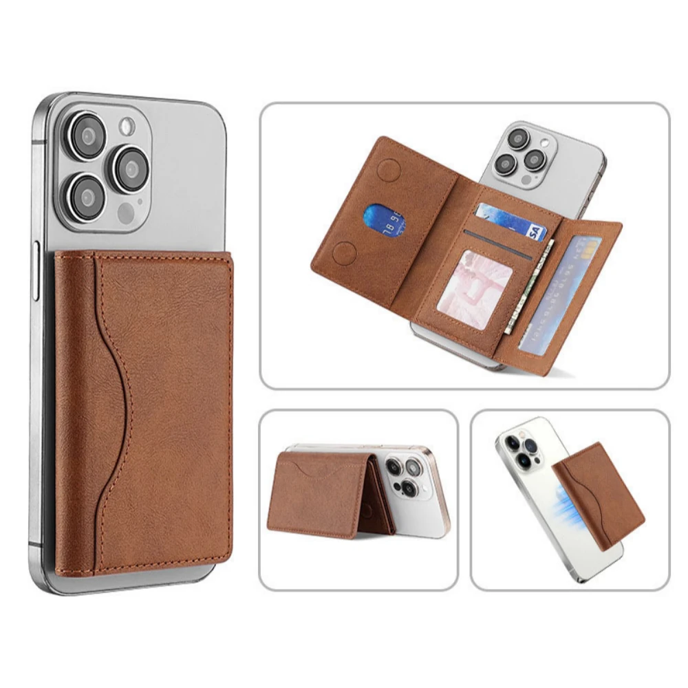 MagsWally Cüzdan - 6 Kart Kapasiteli Stant Özellikli MagSafe Cüzdan - Kahverengi