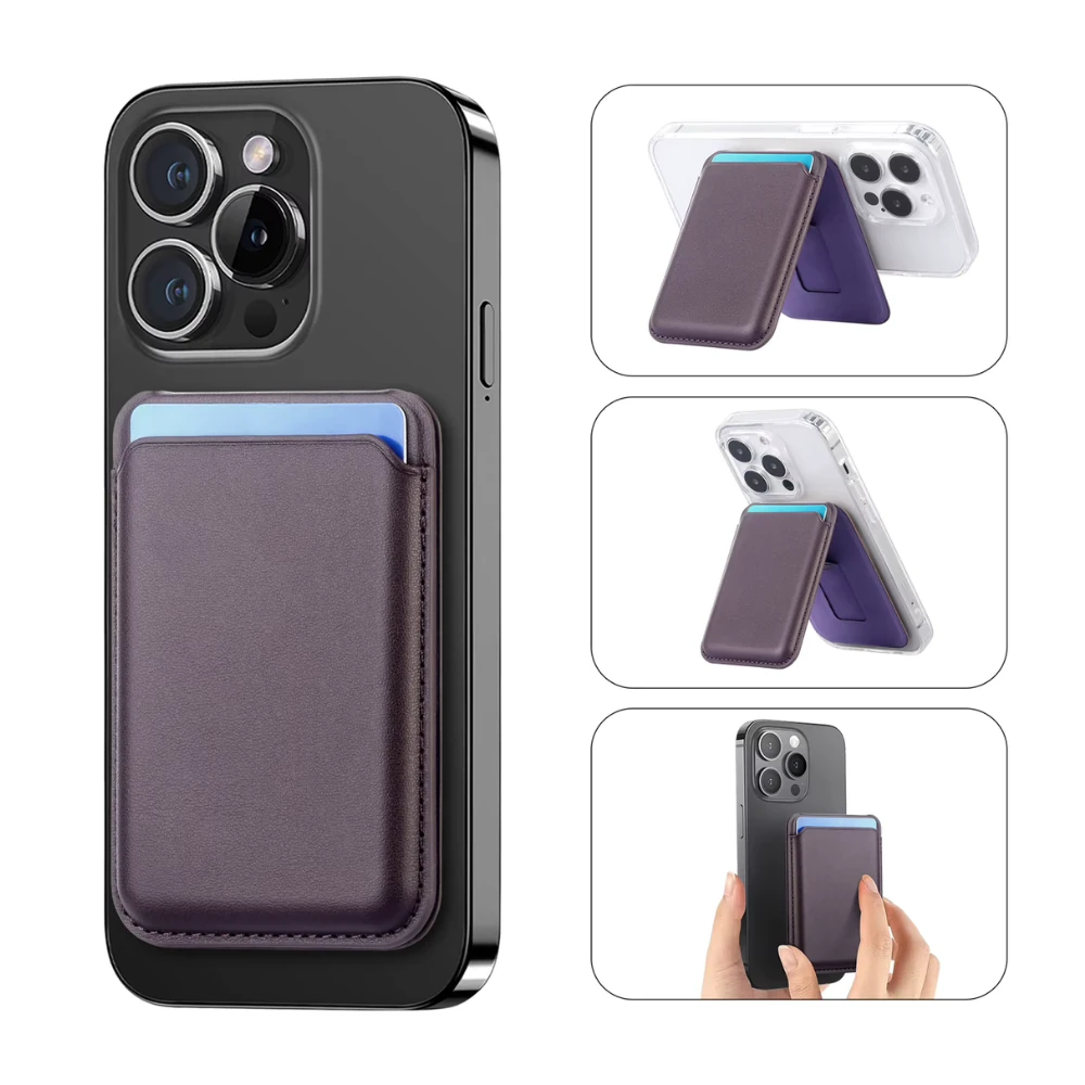 Stantlı Slim MagsWally MagSafe Uyumlu Kartlık - Mürdüm