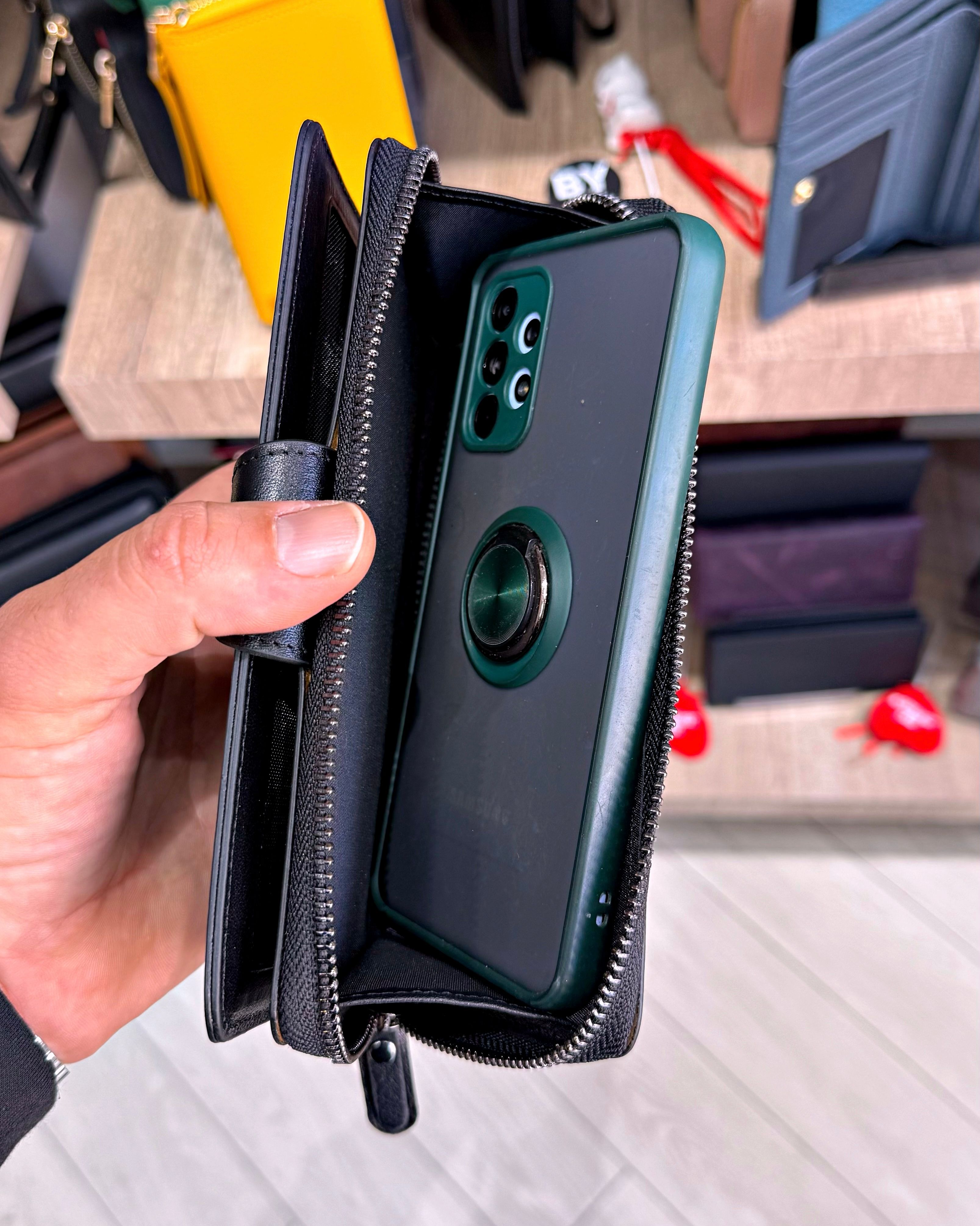 Tam Fermuarlı Çıtçıtlı Telefon Bölmeli Hakiki Deri Cüzdan 2047 Model 