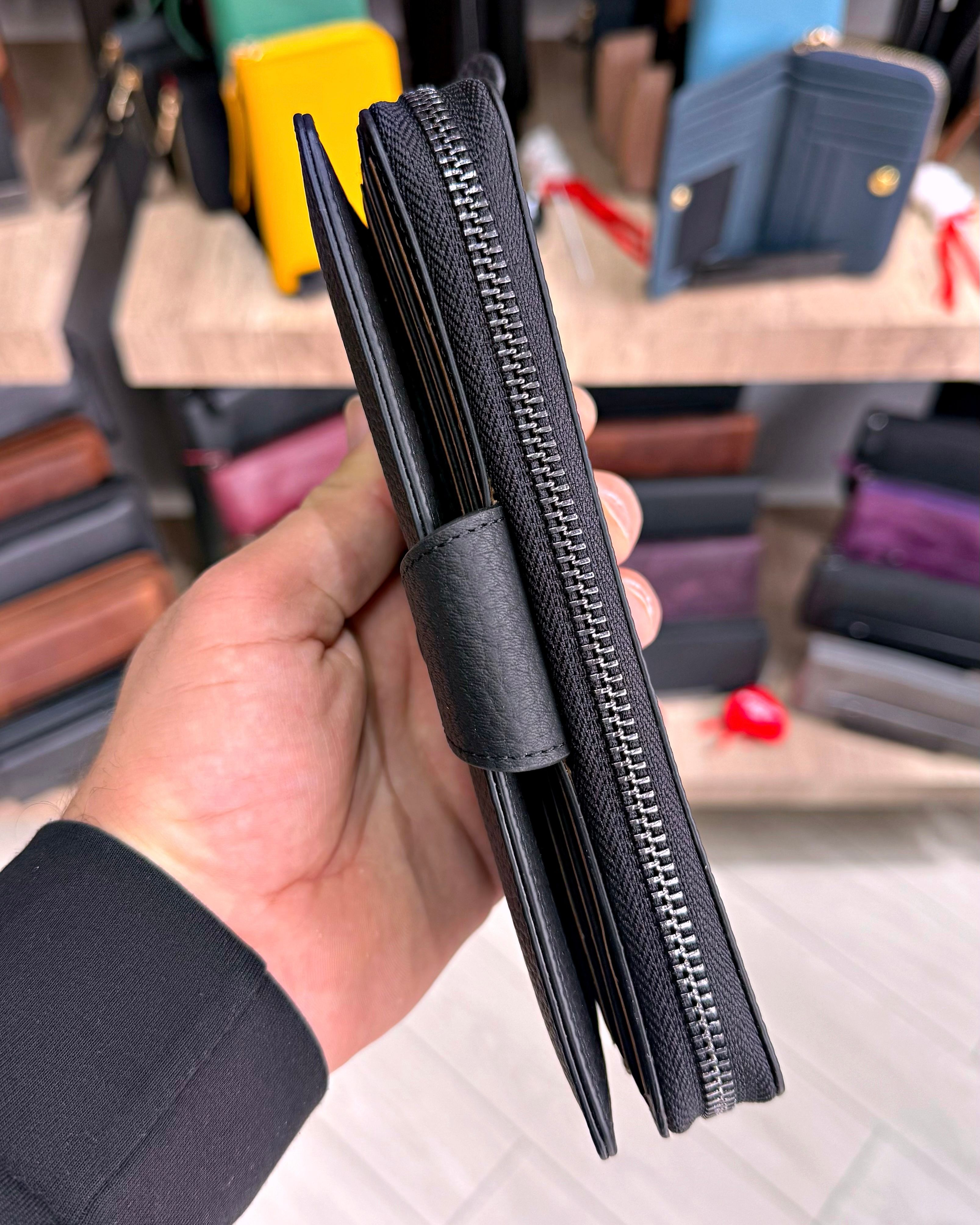 Tam Fermuarlı Çıtçıtlı Telefon Bölmeli Hakiki Deri Cüzdan 2047 Model 