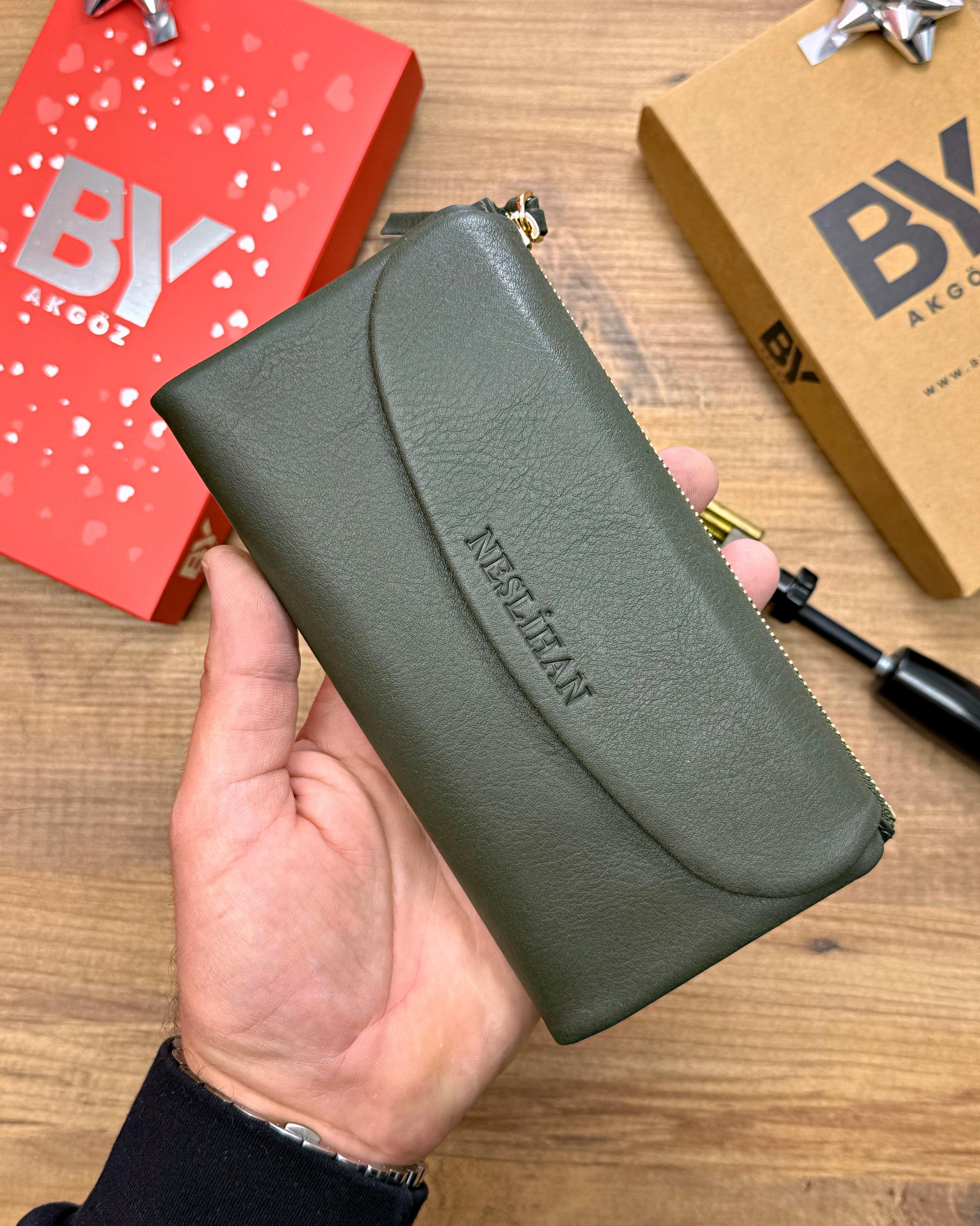 Telefon Bölmeli Tulum Model El Cüzdanı Hakiki Deri 1003