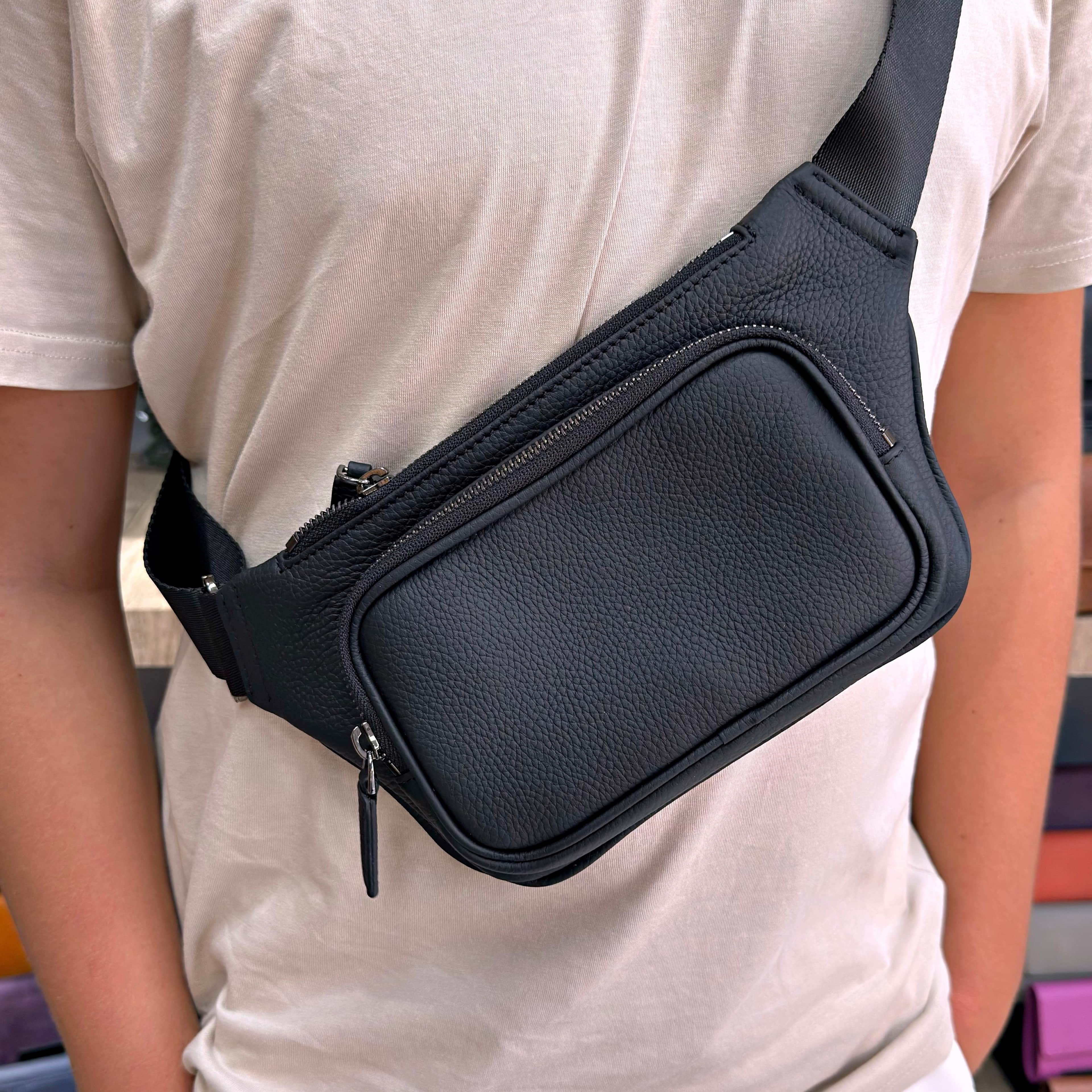 Hakiki Deri Crossbody Çapraz Çanta 2050 Model - Siyah