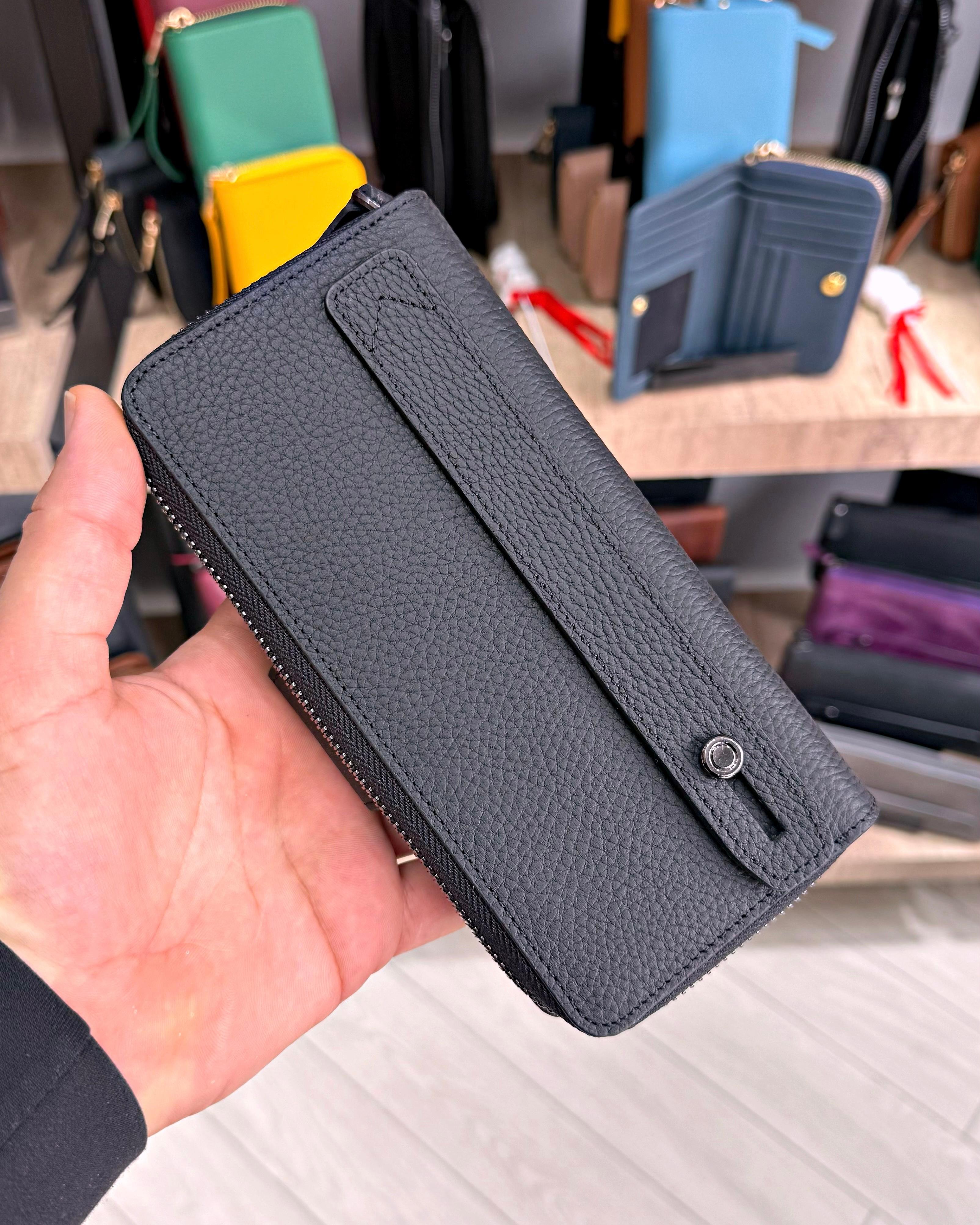 Tam Fermuarlı Çıtçıtlı Telefon Bölmeli Hakiki Deri Cüzdan 2047 Model 