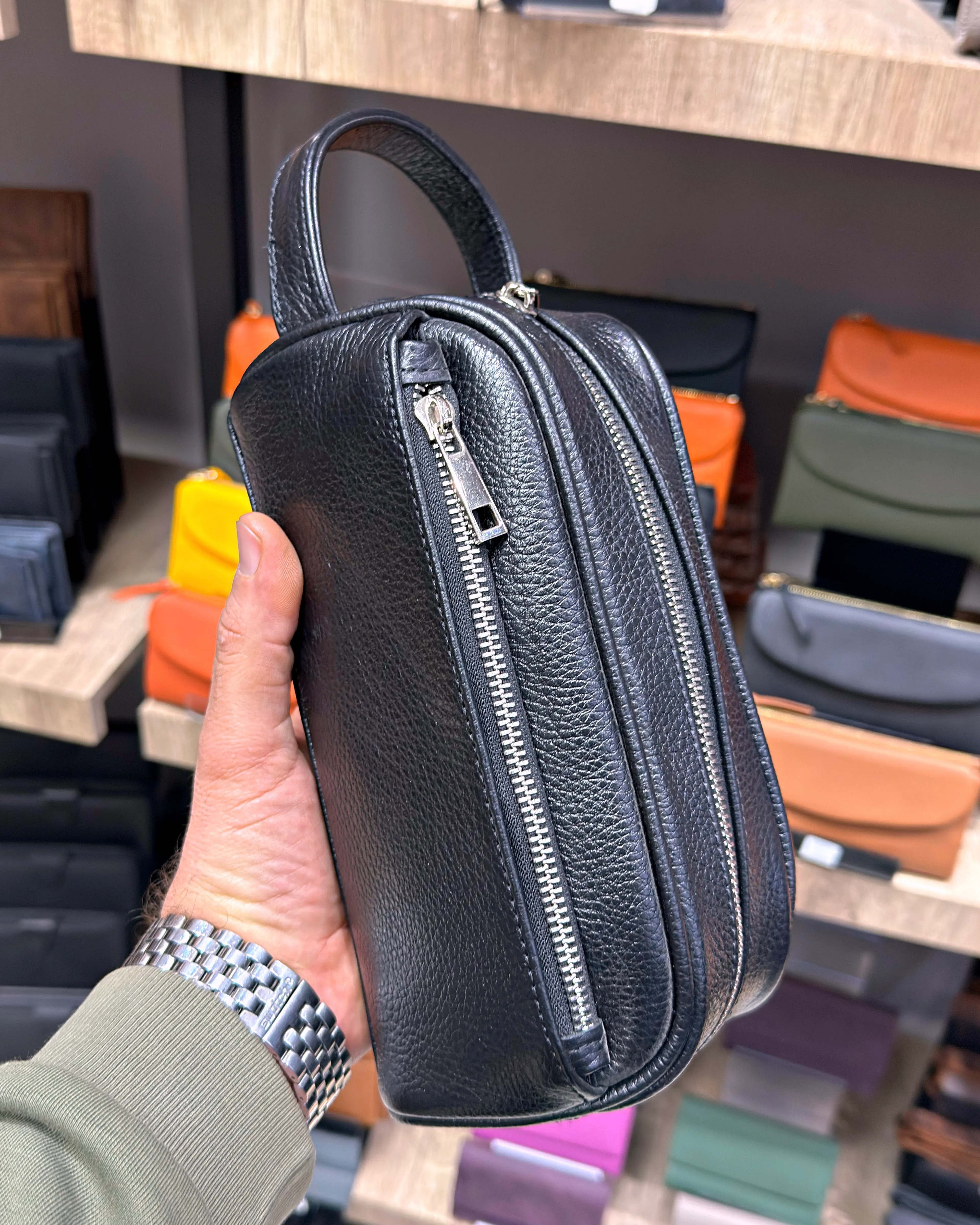 Hakiki Deri 2 Gözlü El Çantası 2058 Model - Siyah