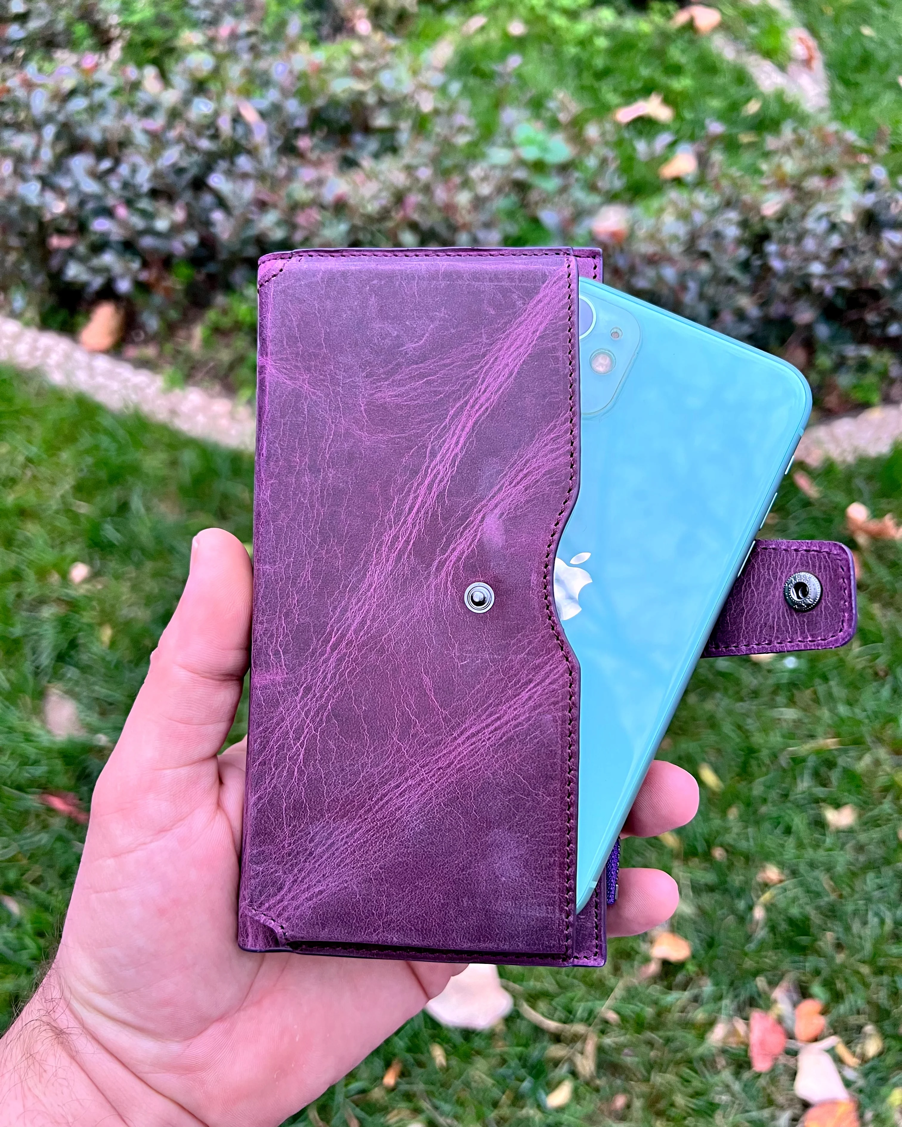 Dıştan Telefonlu ve Çıtçıtlı Hakiki Deri Cüzdan 1015