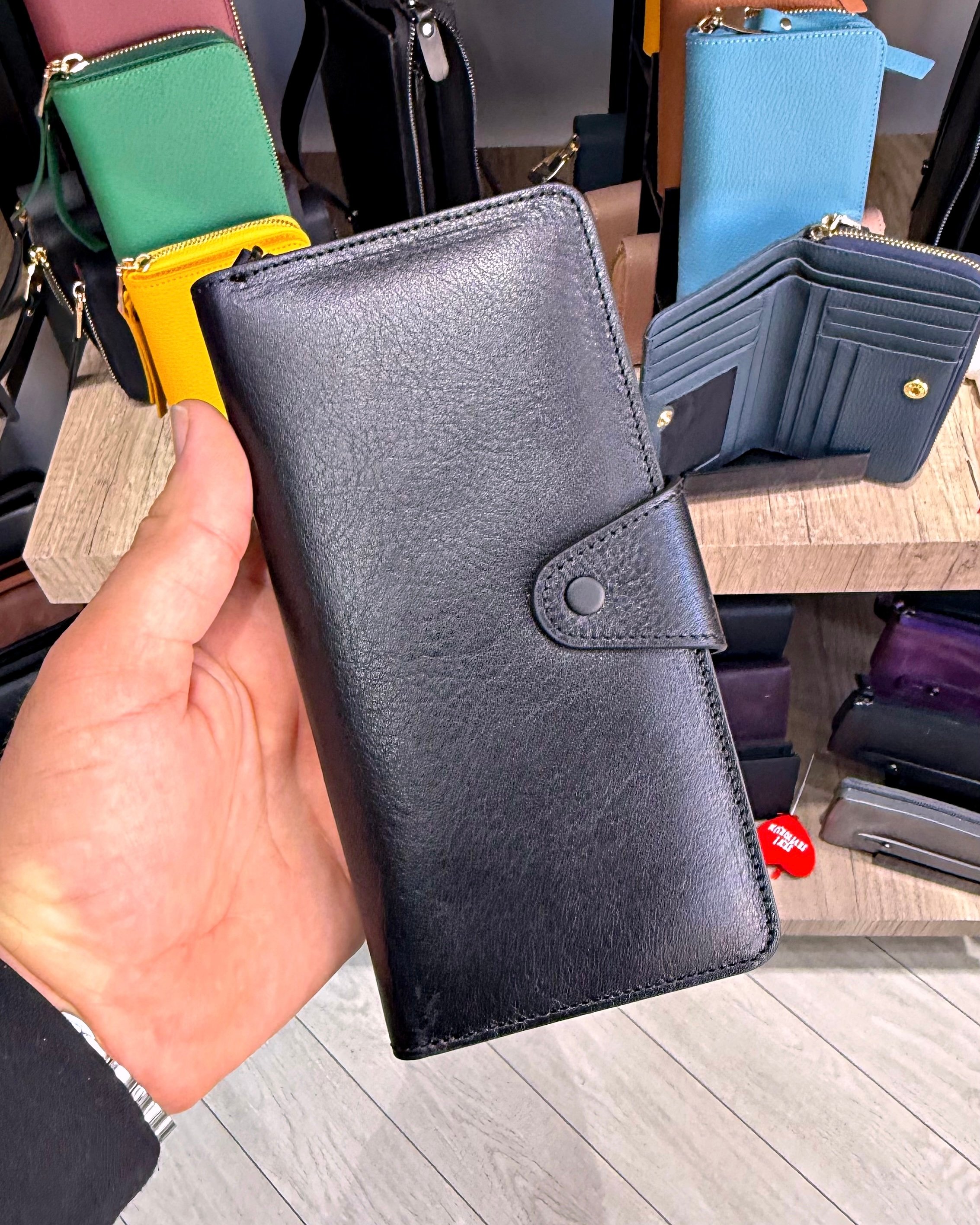 Tam Fermuarlı Çıtçıtlı Telefon Bölmeli Hakiki Deri Cüzdan 2047 Model 