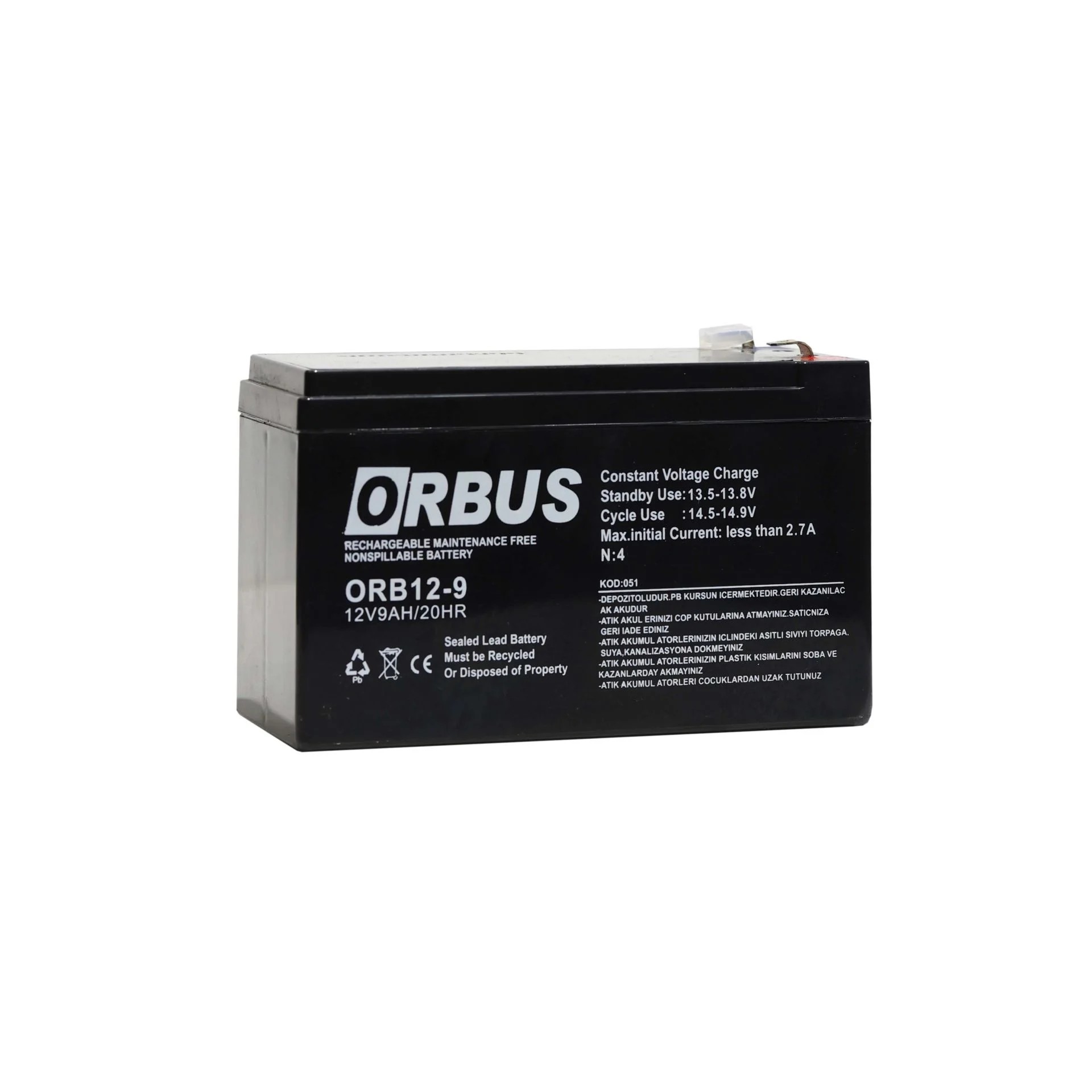 ORBUS 9AH 12V KURU AKÜ-2,6KG