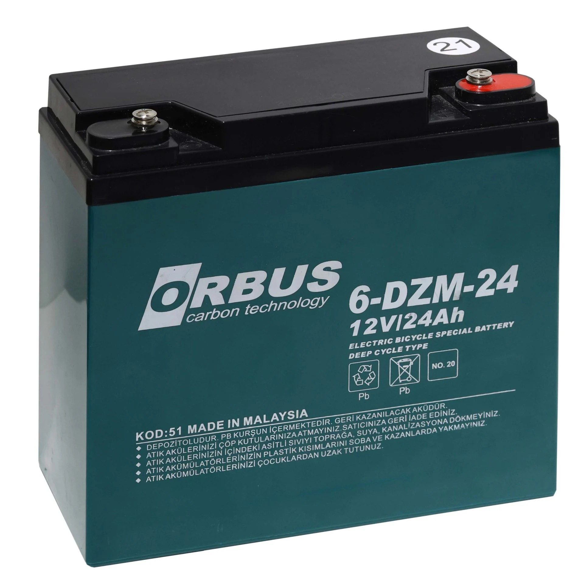 ORBUS 24AH 12V ELEKTRİKLİ BİSİKLET AKÜ