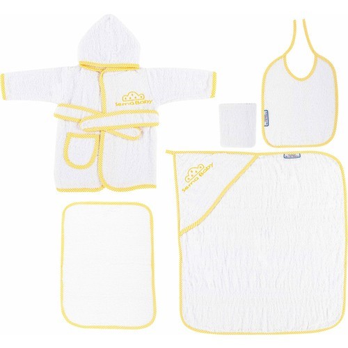Sema Baby 5 Parça Bebek Bornoz Seti - Sarı