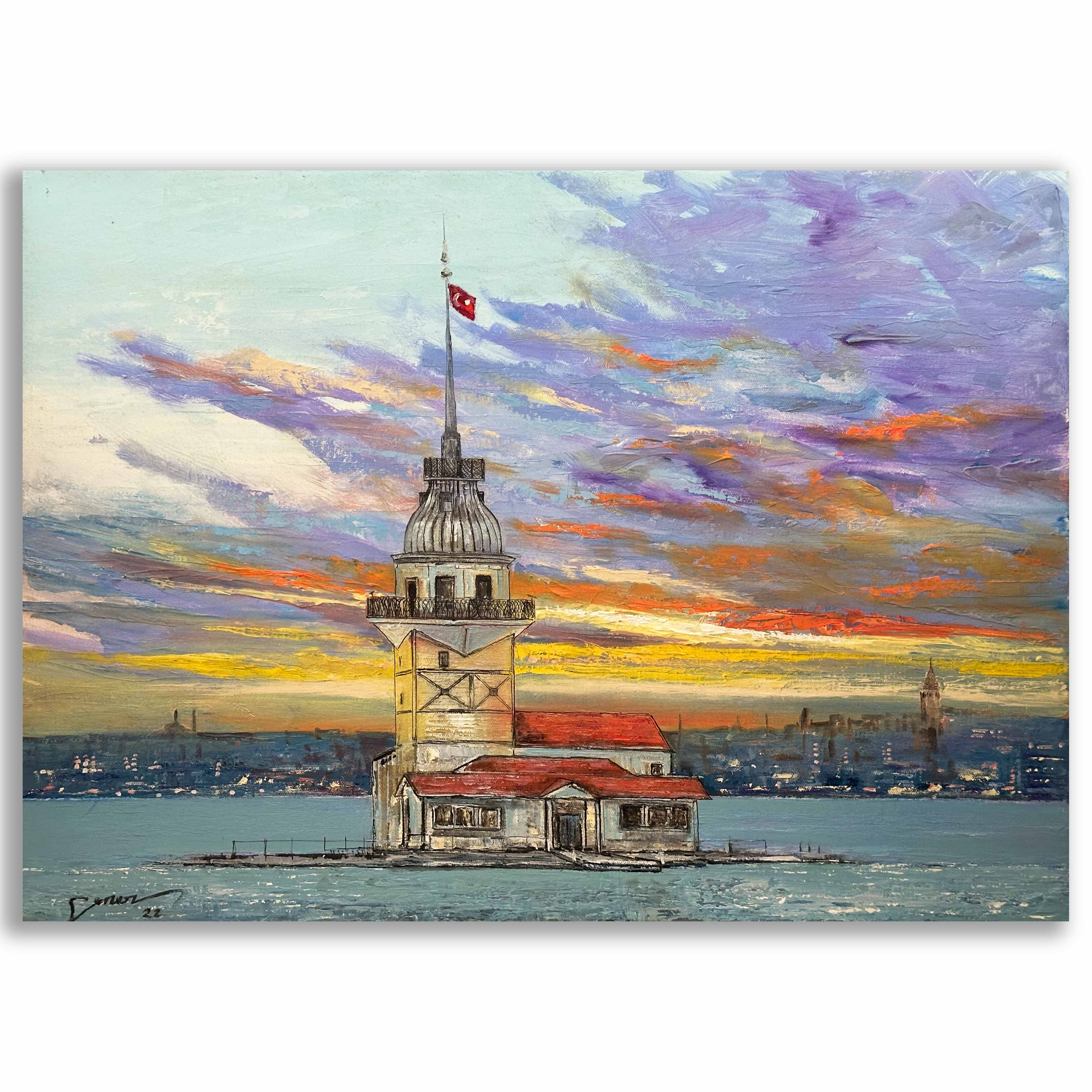 Akşam Vakti Kız Kulesi - 50x40 cm Yağlı Boya Tablo