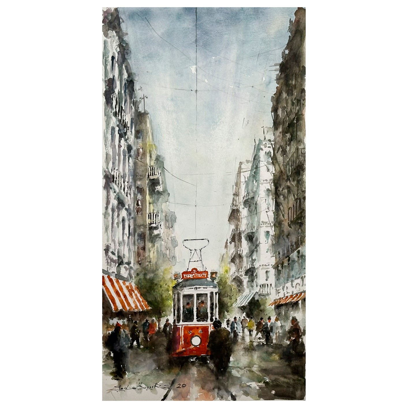 İstiklâl Kırmızısı - 64,5x33 cm Sulu Boya Resim