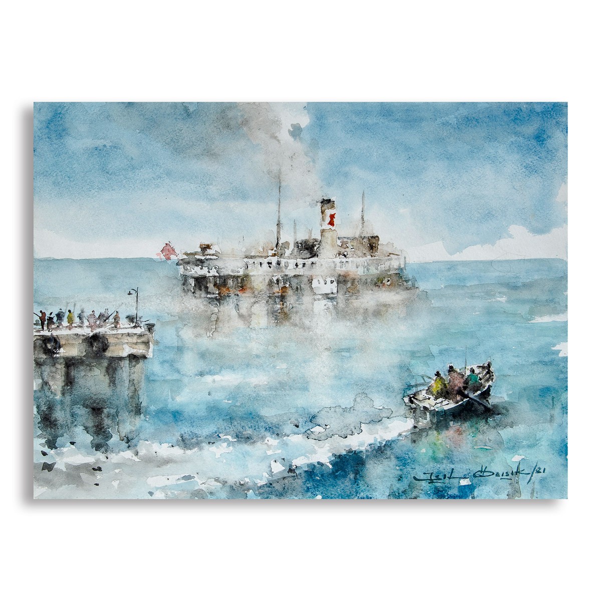 Mavi - 30x40 cm Sulu Boya Resim