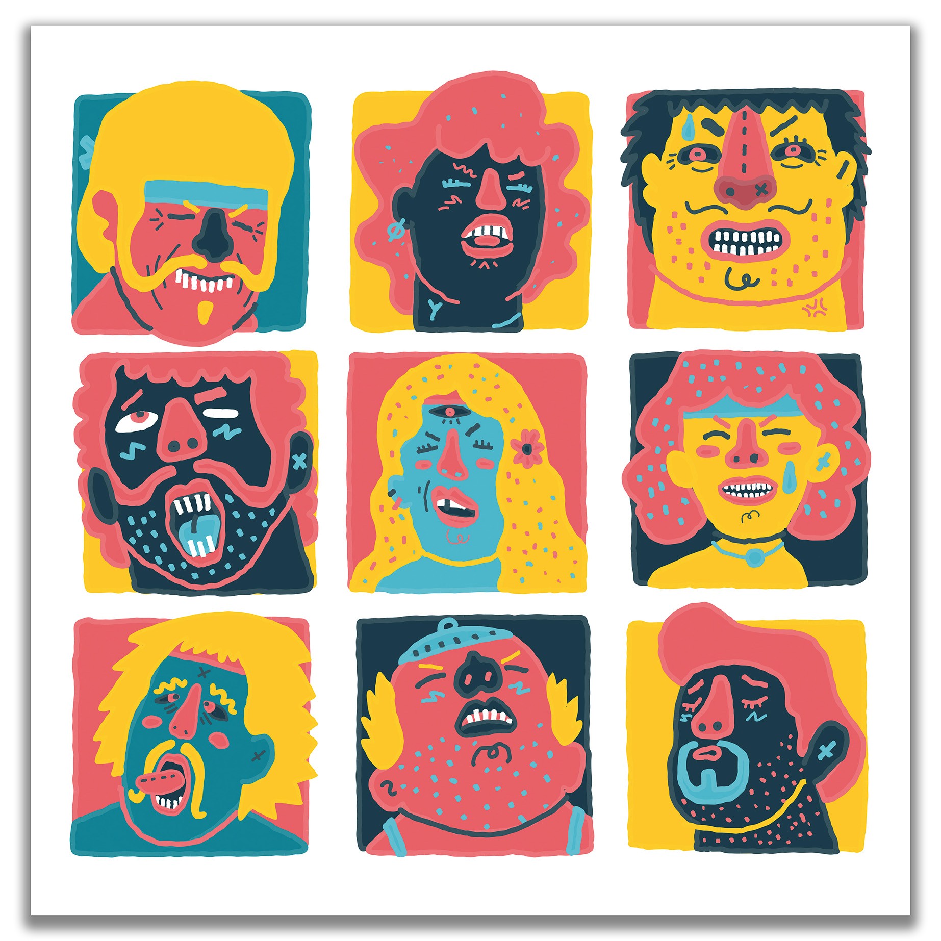 Faces of Orgasm - 29,5x29,5 cm Fine Art Baskı