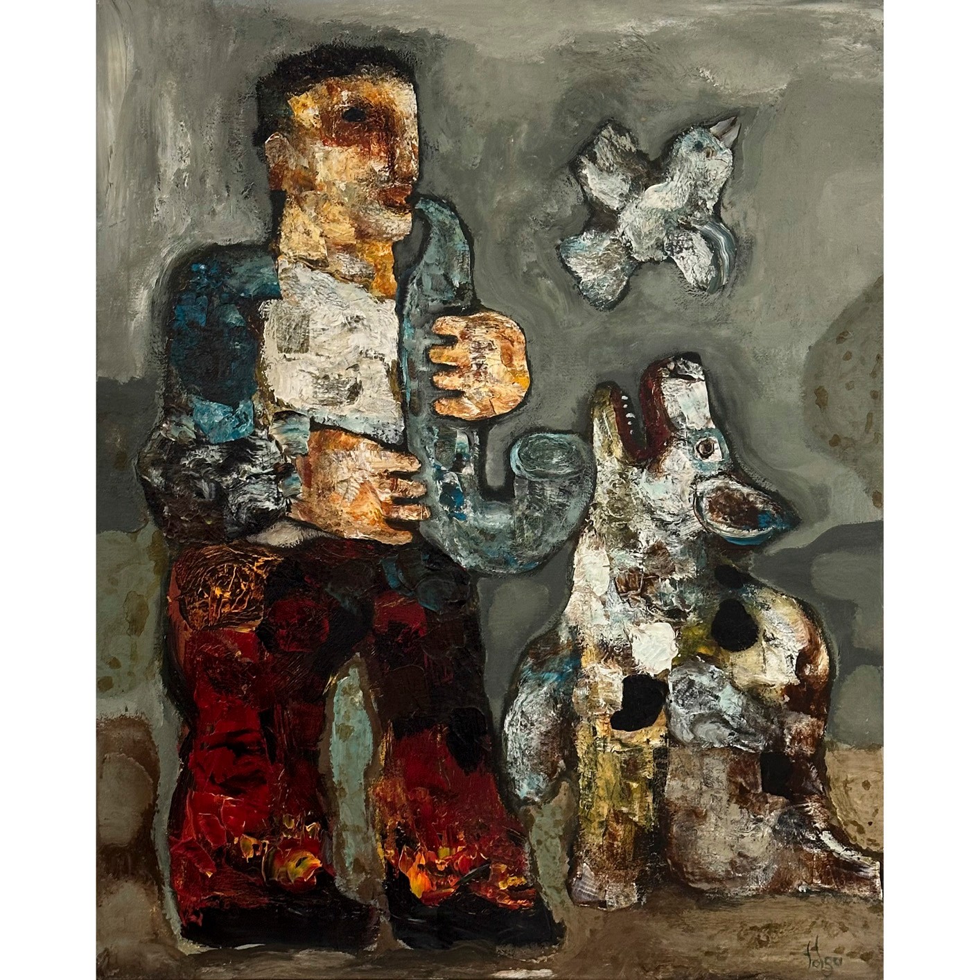 Saksafon - 100x80 cm Yağlı Boya Tablo