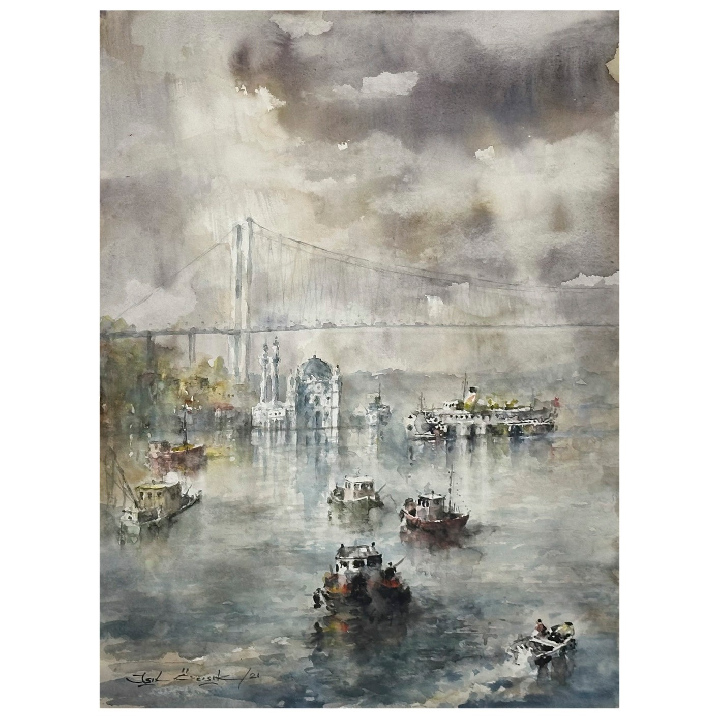 Karmaşa : Boğaz - 60,5x45,5 cm Sulu Boya Resim