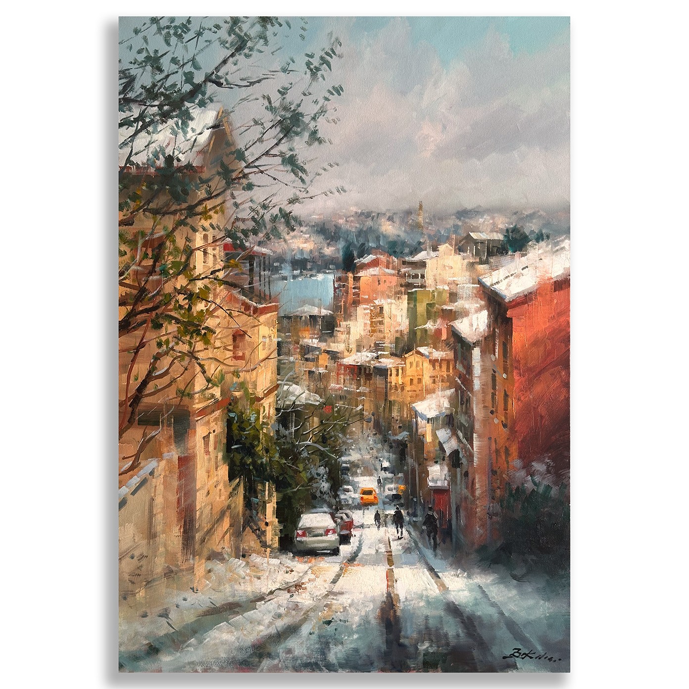 Sokak Boyunca - 100x75 cm Yağlı Boya Tablo