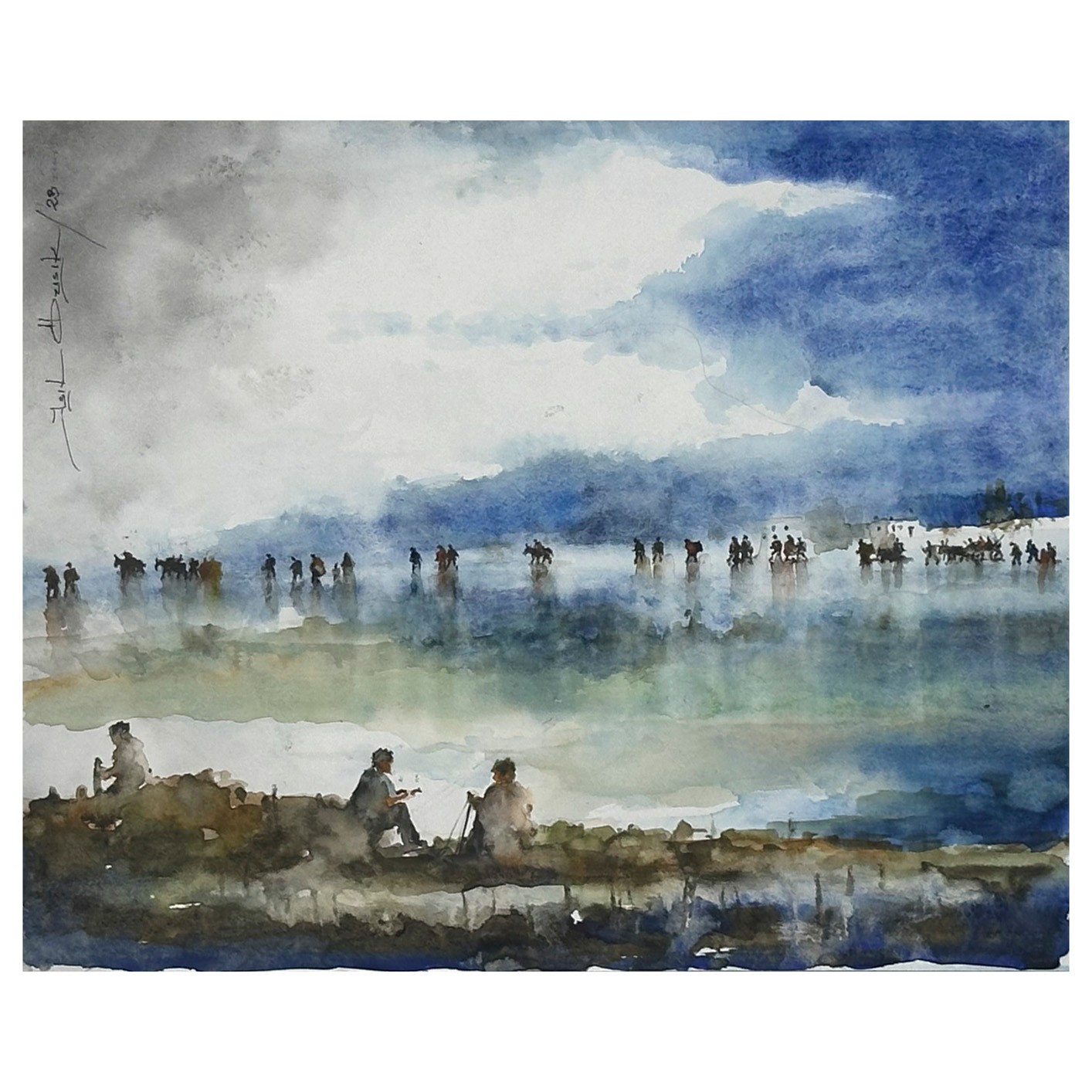 Göçebe Serisi : Mavilikten Çıkış - 43,5x35 cm Sulu Boya Resim