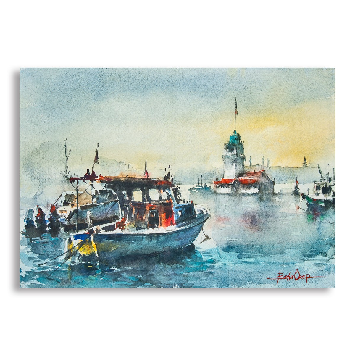 Maiden's Tower - 35x50 cm Watercolor Painting