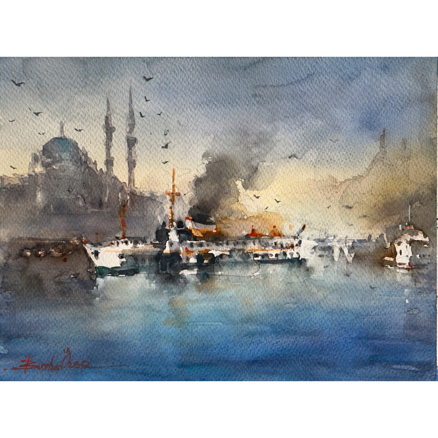 İsimsiz - 19,5x28x38 cm Sulu Boya Resim