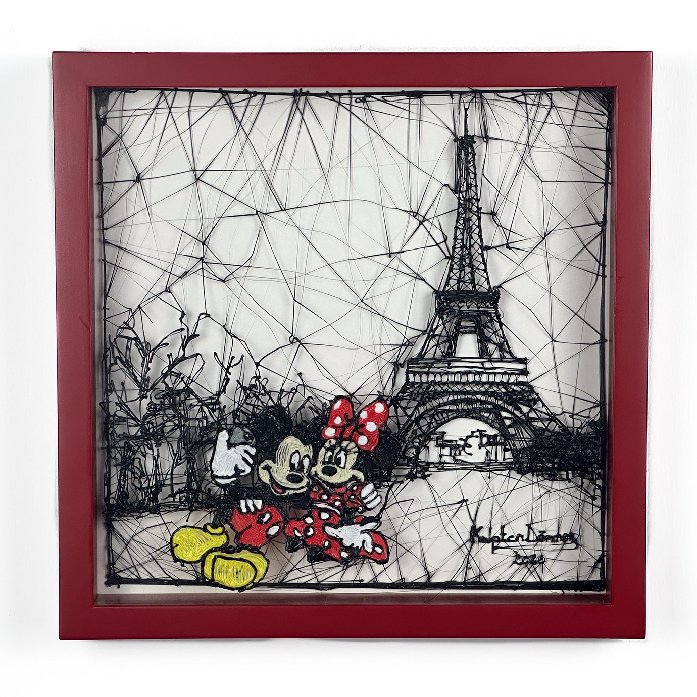 Mickey Mouse Paris'te - 30x30 cm 3B Resim