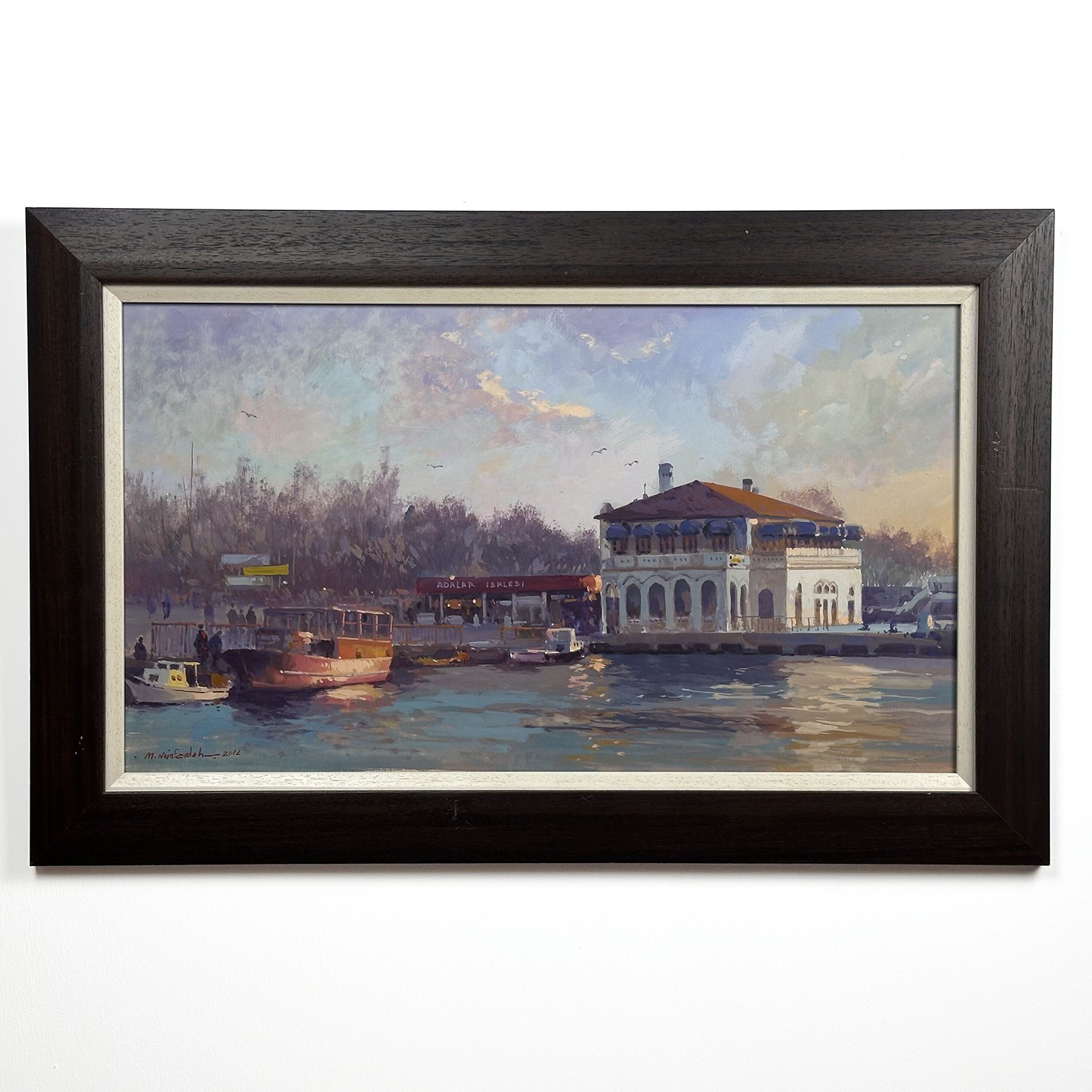 Adalar İskelesi - 38x68 cm Guaj Boya Tablo