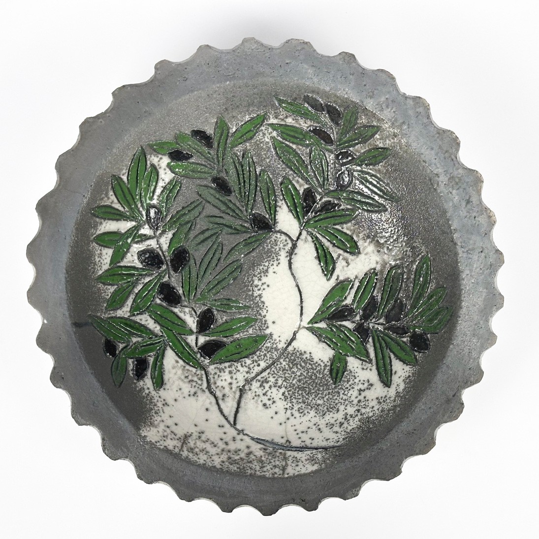Raku Ceramic Fruit Patterned Plate - 28.5 cm