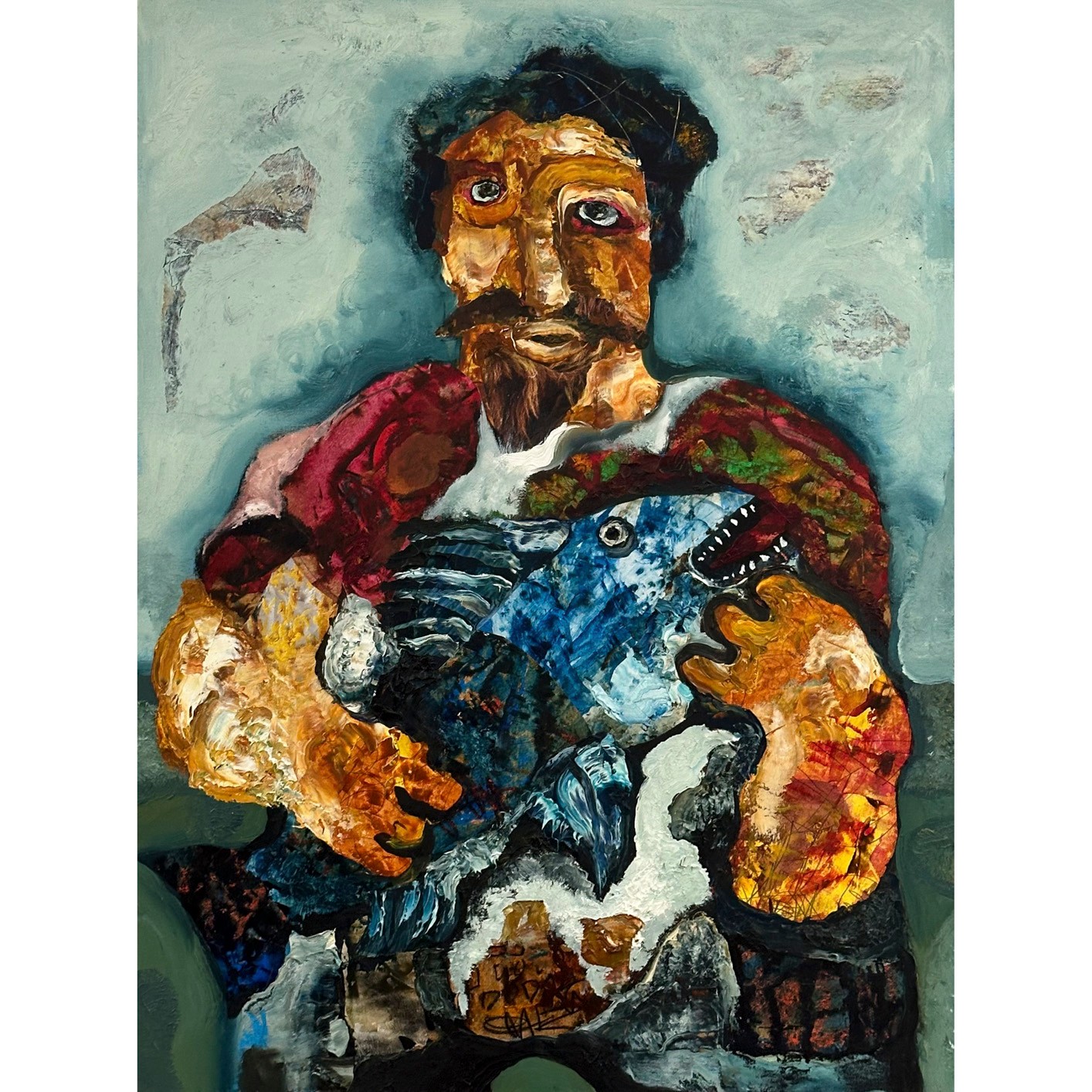 Mavi Balık - 80x60 cm Yağlı Boya Tablo