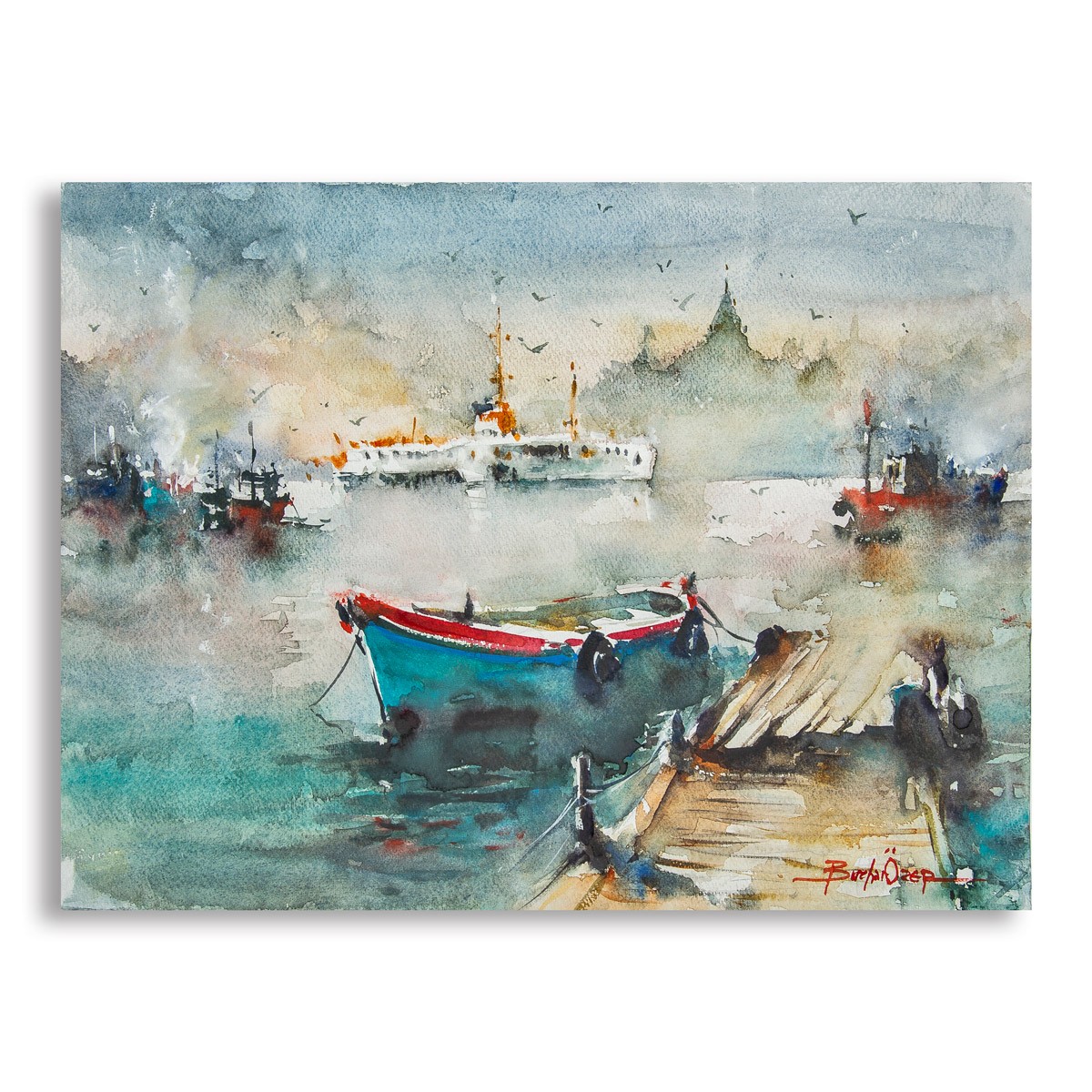 Galata'ya Bakış - 40x53 cm Sulu Boya Resim