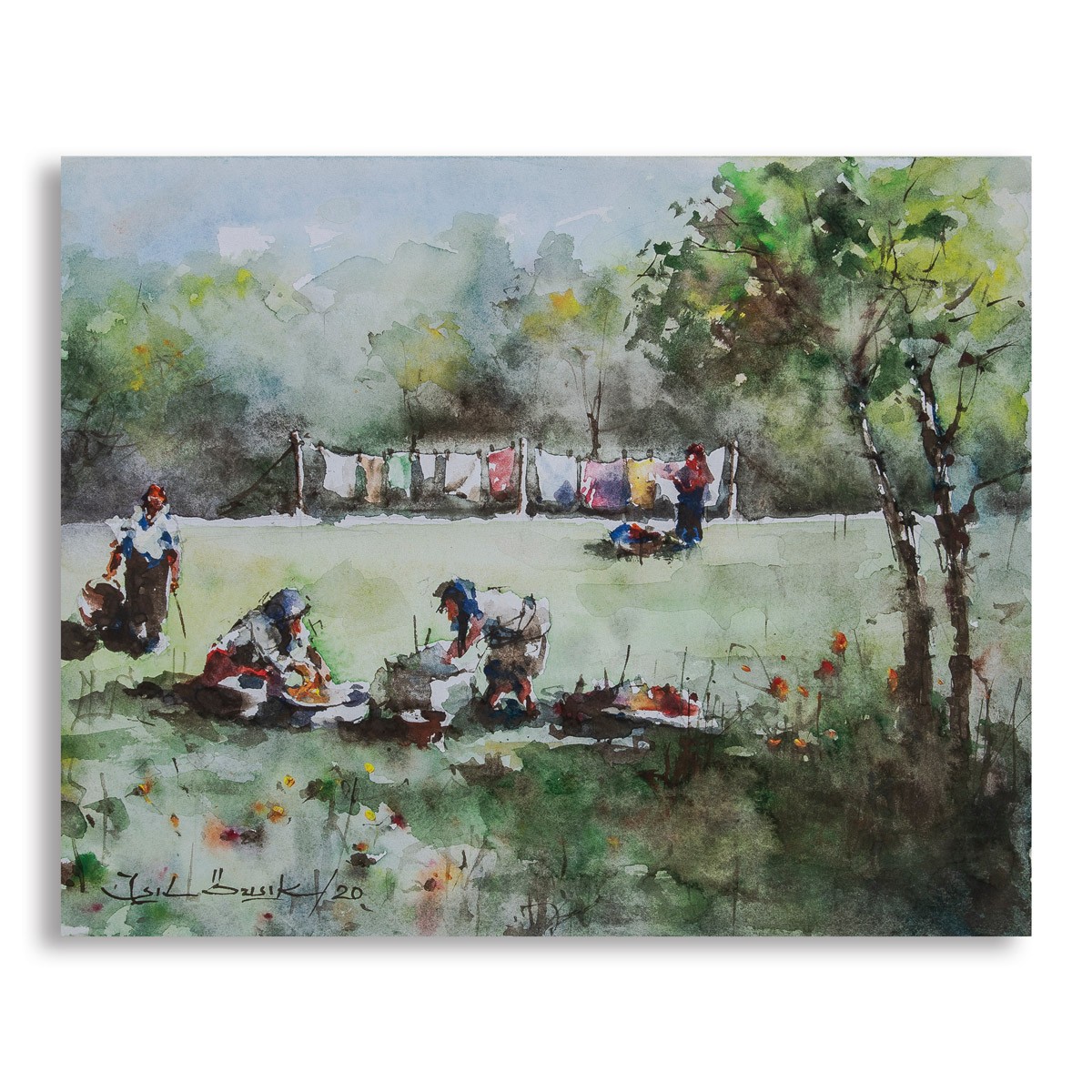 Köy - 28x35 cm Sulu Boya Resim