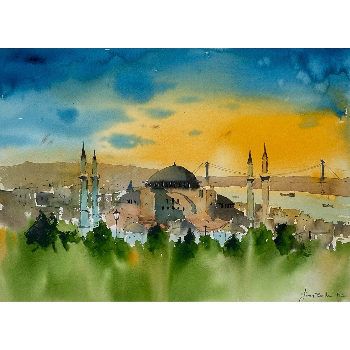 Ayasofya - 26x36 cm Sulu Boya Resmi