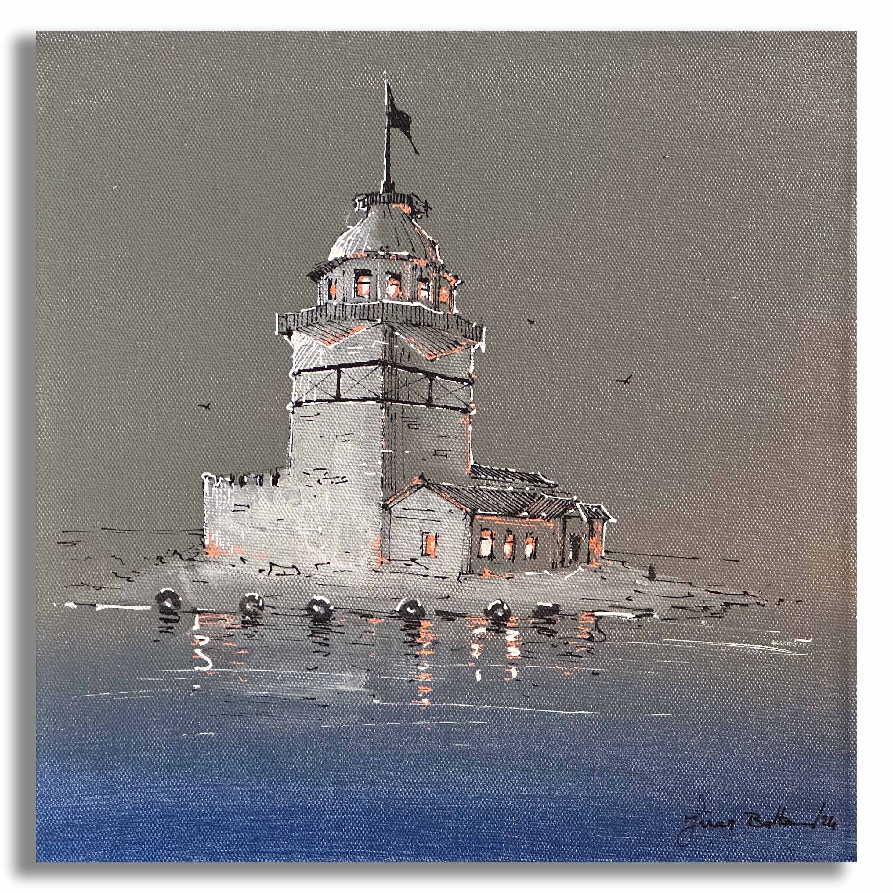 Kız Kulesi- 25x25 cm Akrilik Tablo