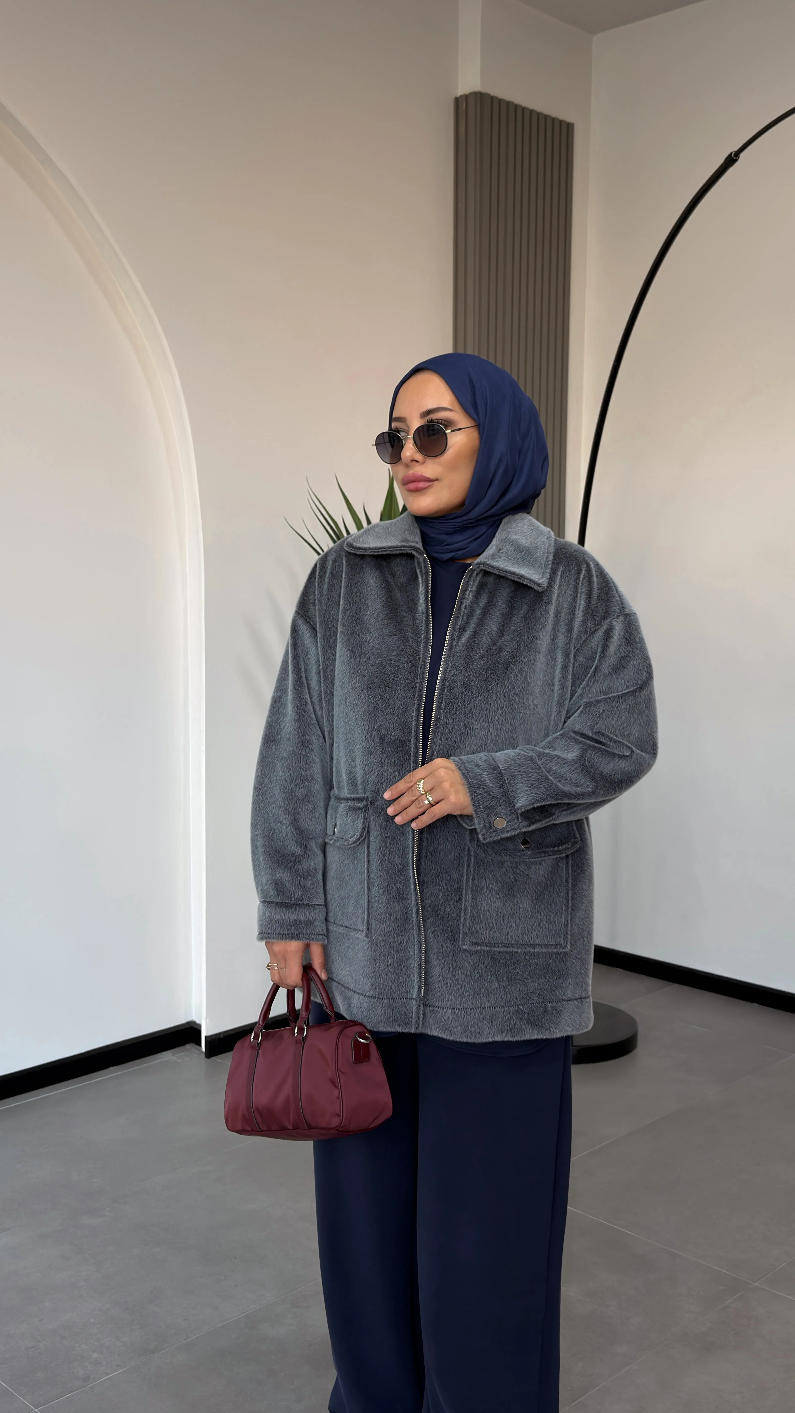 DEVE TÜYÜ CEKET - Gri