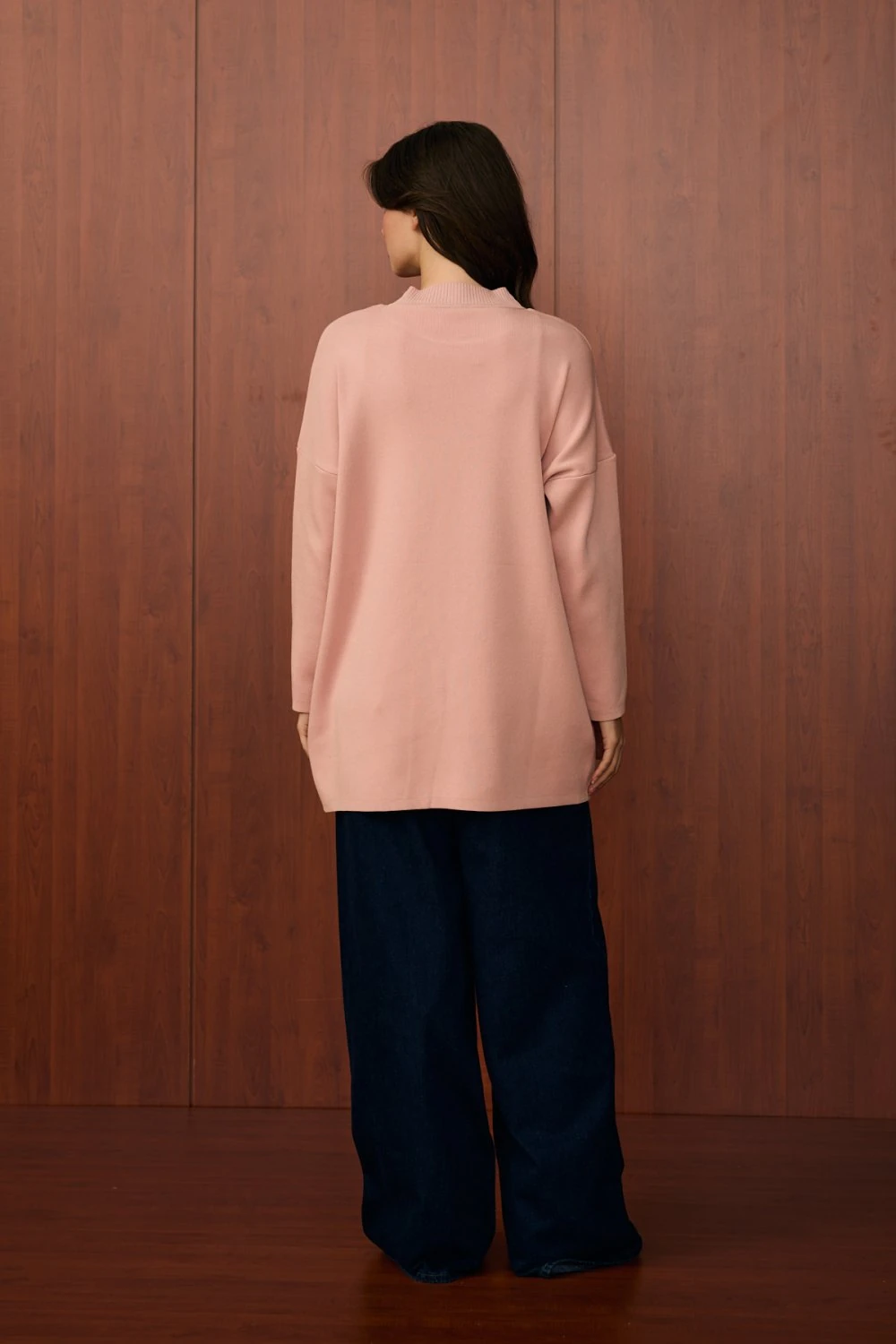 V PAMUK MERSERİZE KAZAK - PUDRA