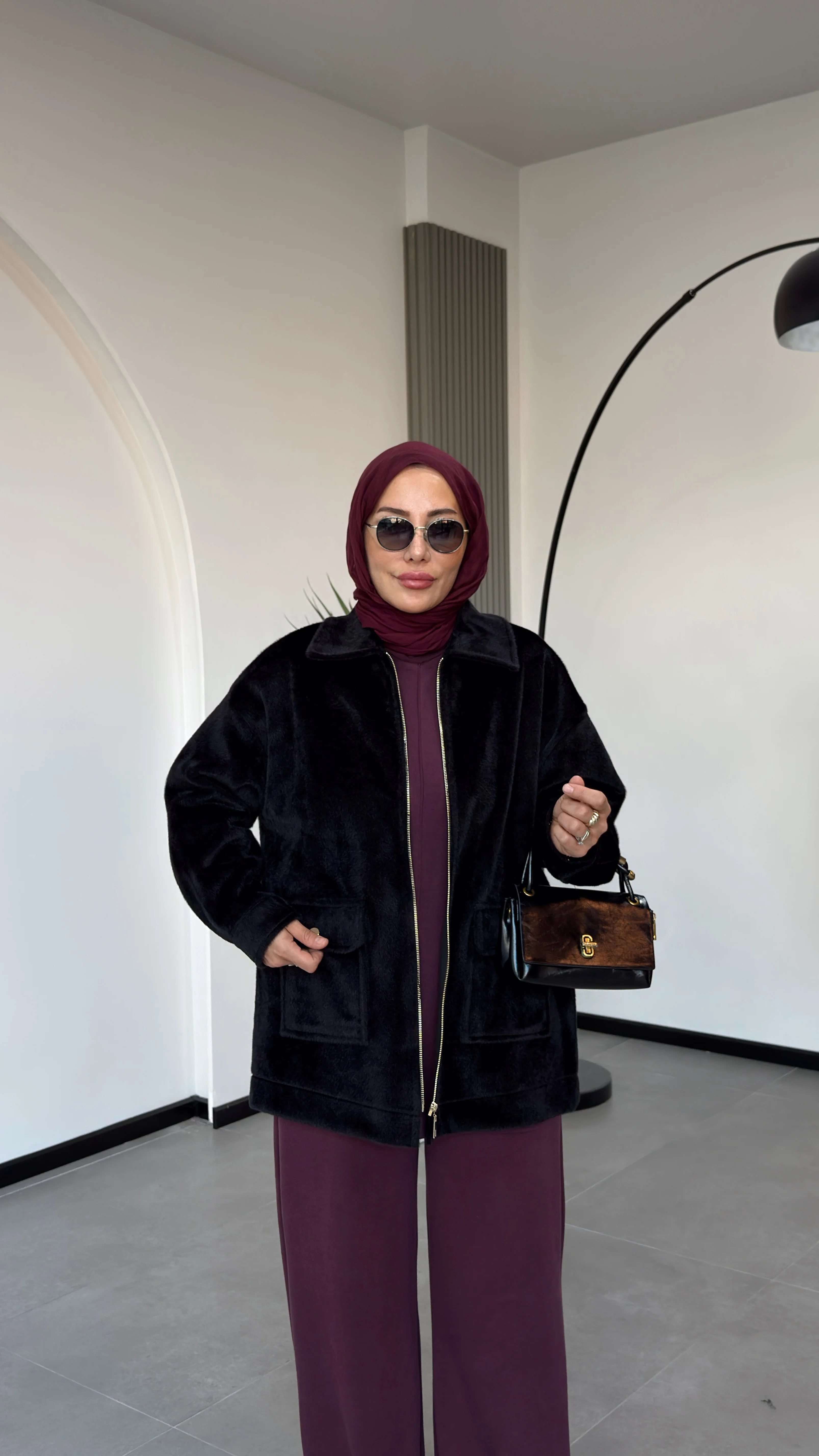 DEVE TÜYÜ CEKET - Siyah