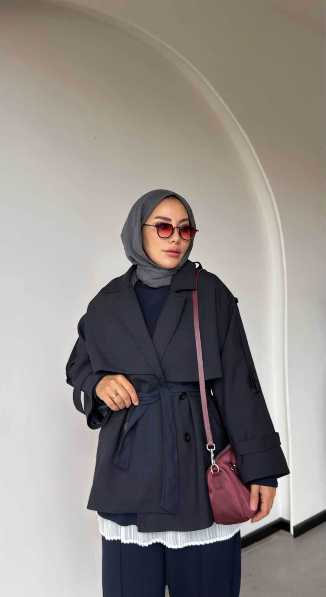 HİRA KISA TRENÇ - Lacivert