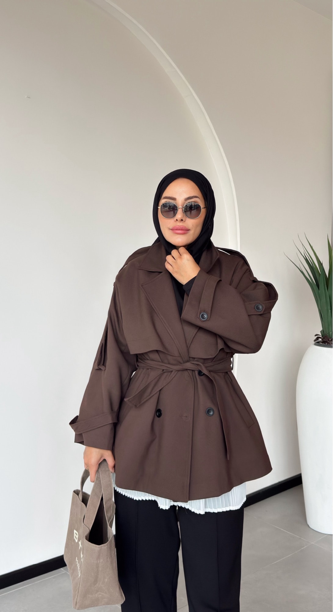 HİRA KISA TRENÇ - Kahve