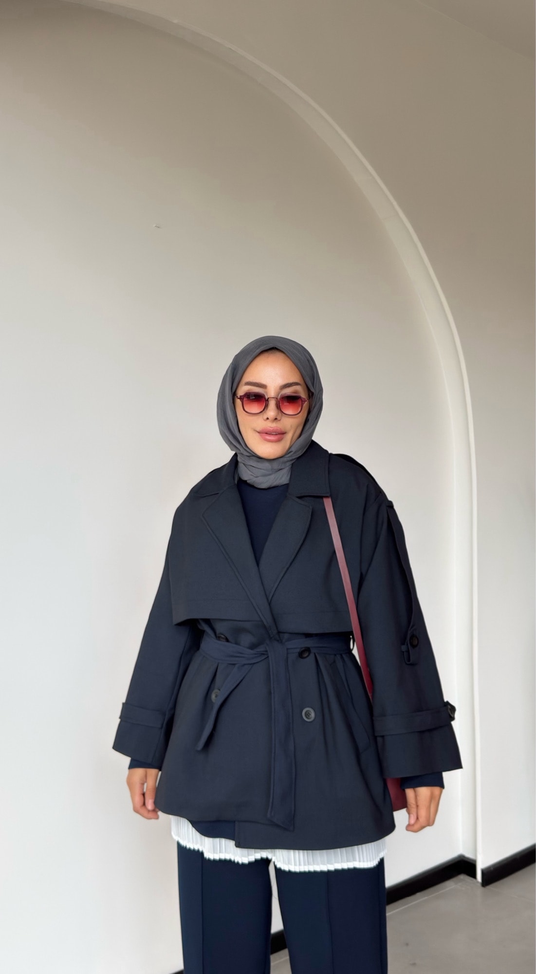 HİRA KISA TRENÇ - Lacivert