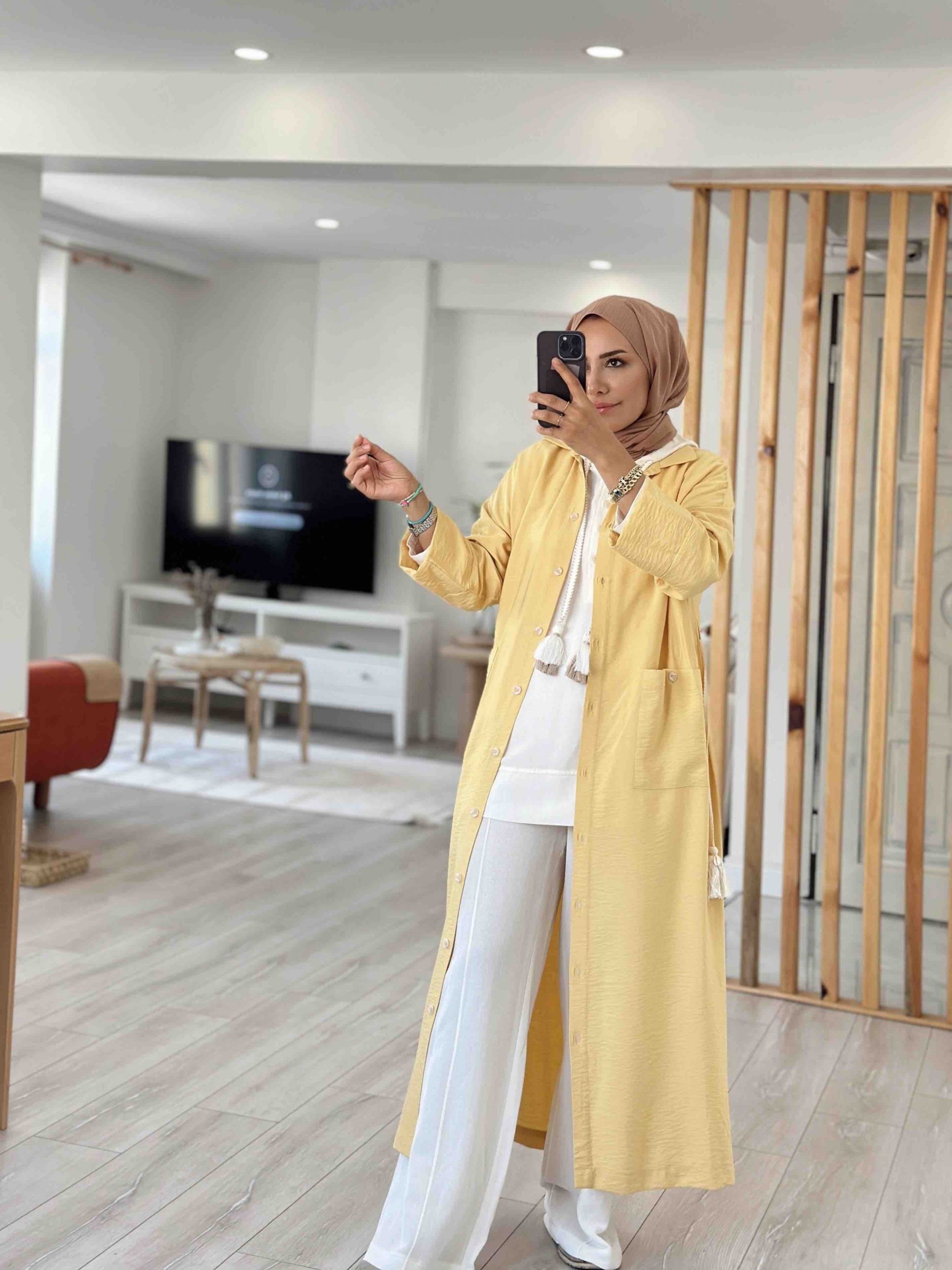 KETEN BOYDAN DÜĞMELİ TUNİK