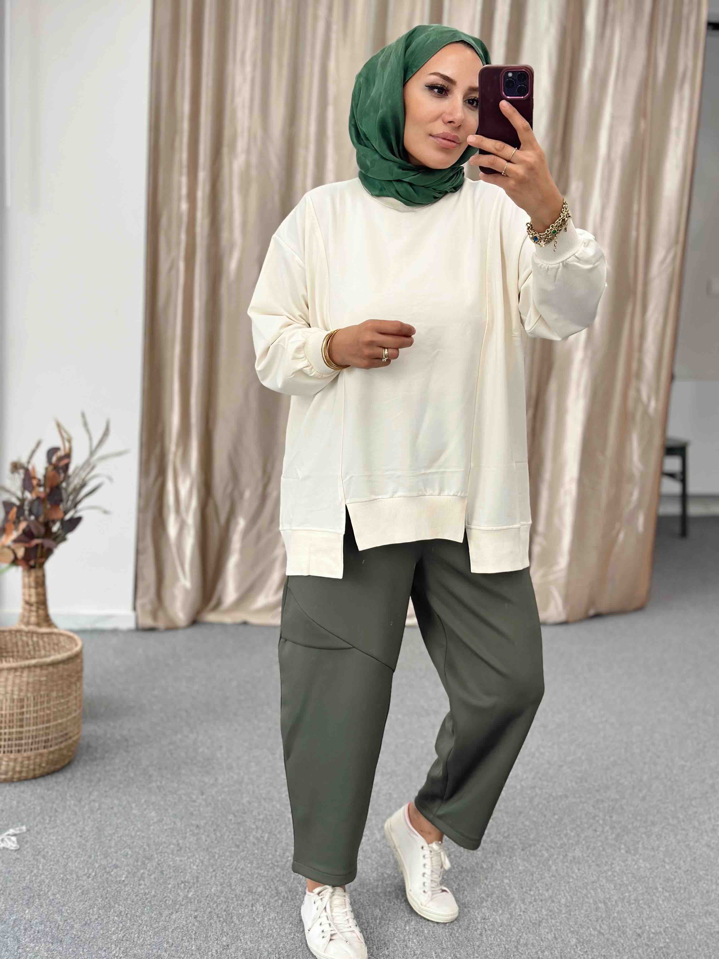 ARKASI FERMUARLI İKİ İPLİK PENYE SWEAT