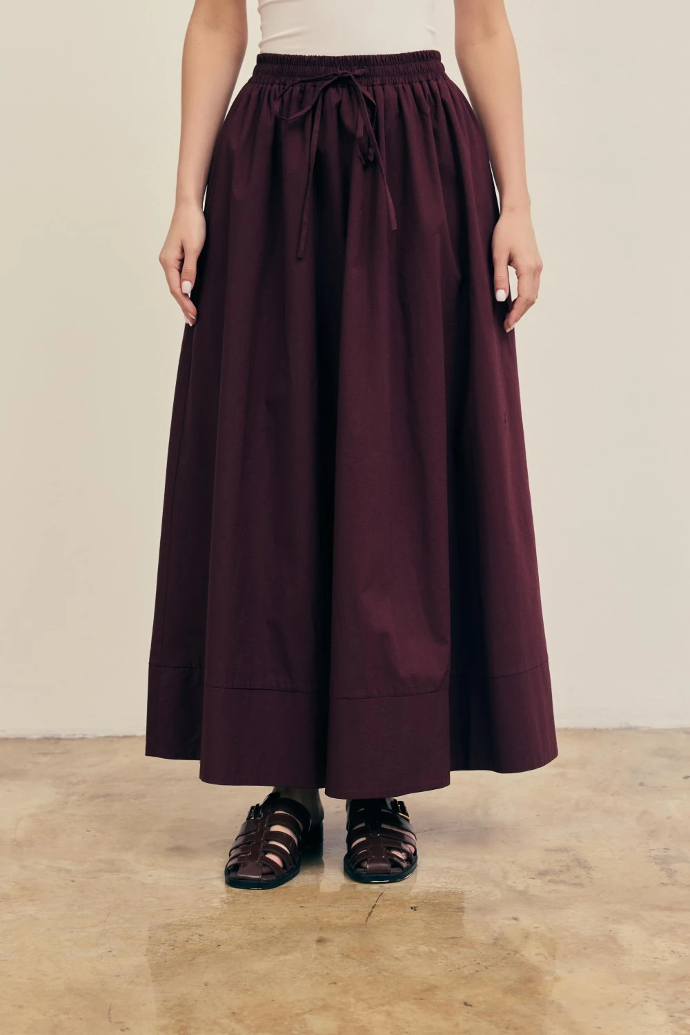 POPLİN ETEK- MERWİŞ - Bordo